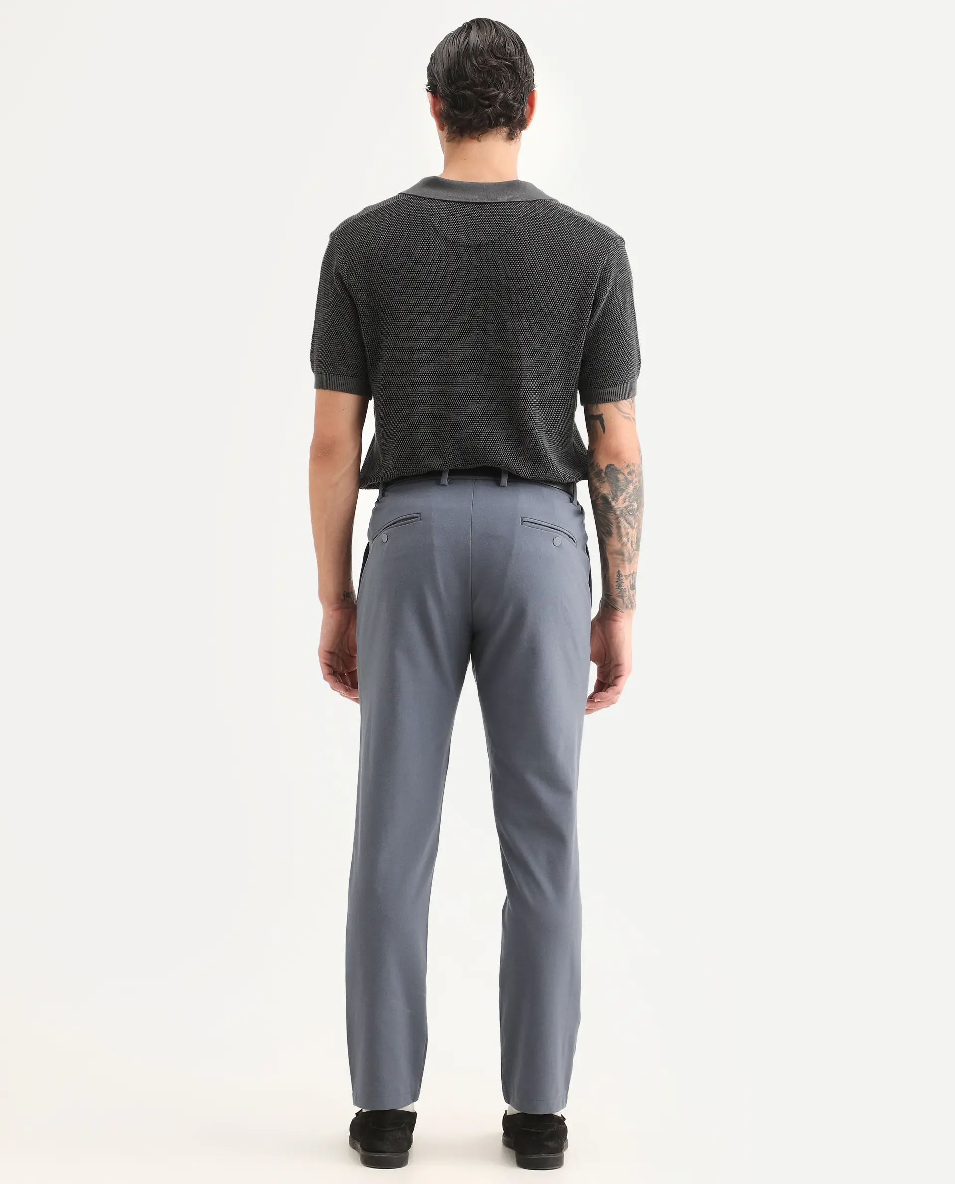 Rare Rabbit Men's Travel-Ss26 Dusky Blue Polyester Fabric Button And Zip Closure Closure Plain Trouser - Image 8