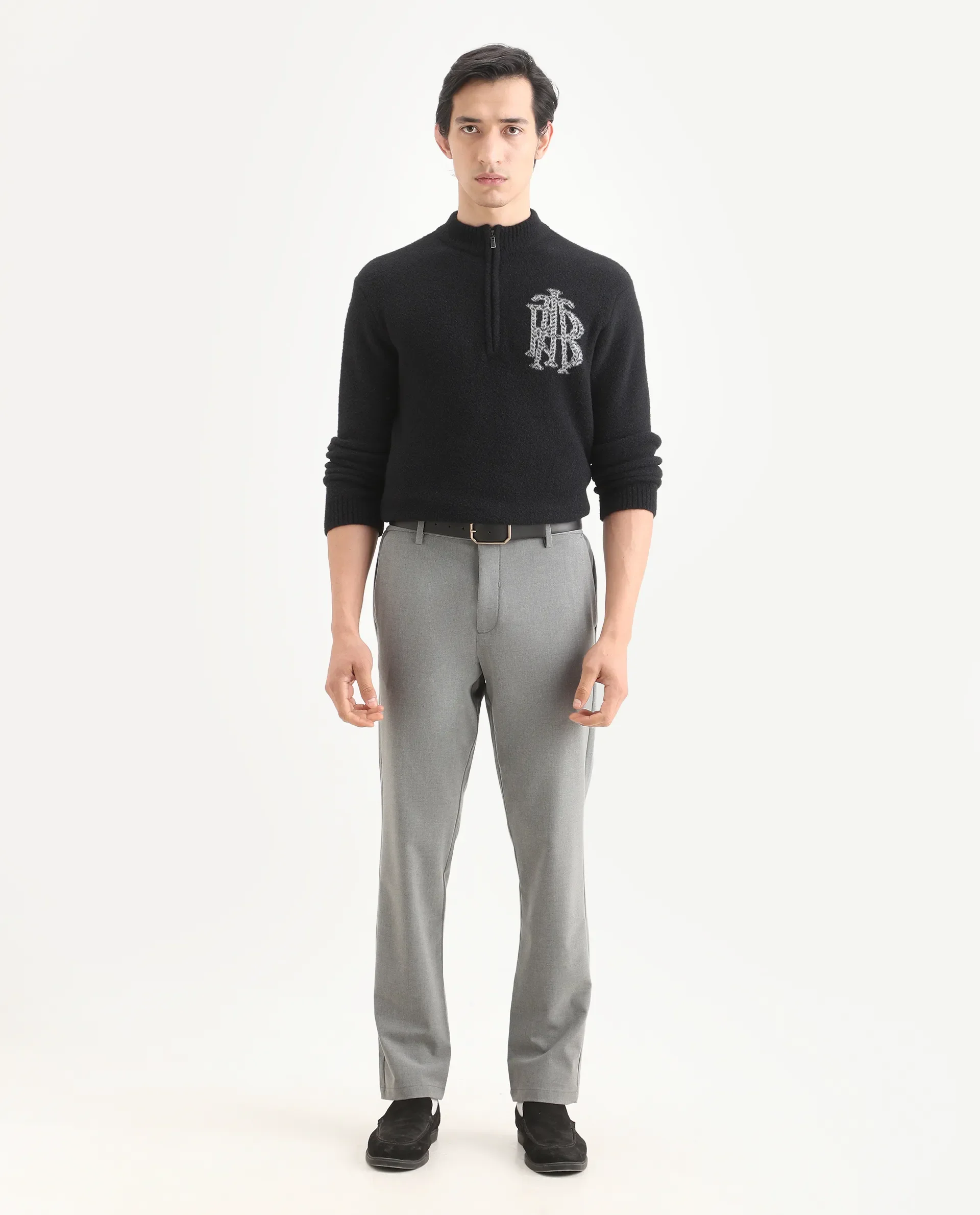 Rare Rabbit Men's Travel-Ss26 Grey Polyester Fabric Button And Zip Closure Closure Plain Trouser - Image 2