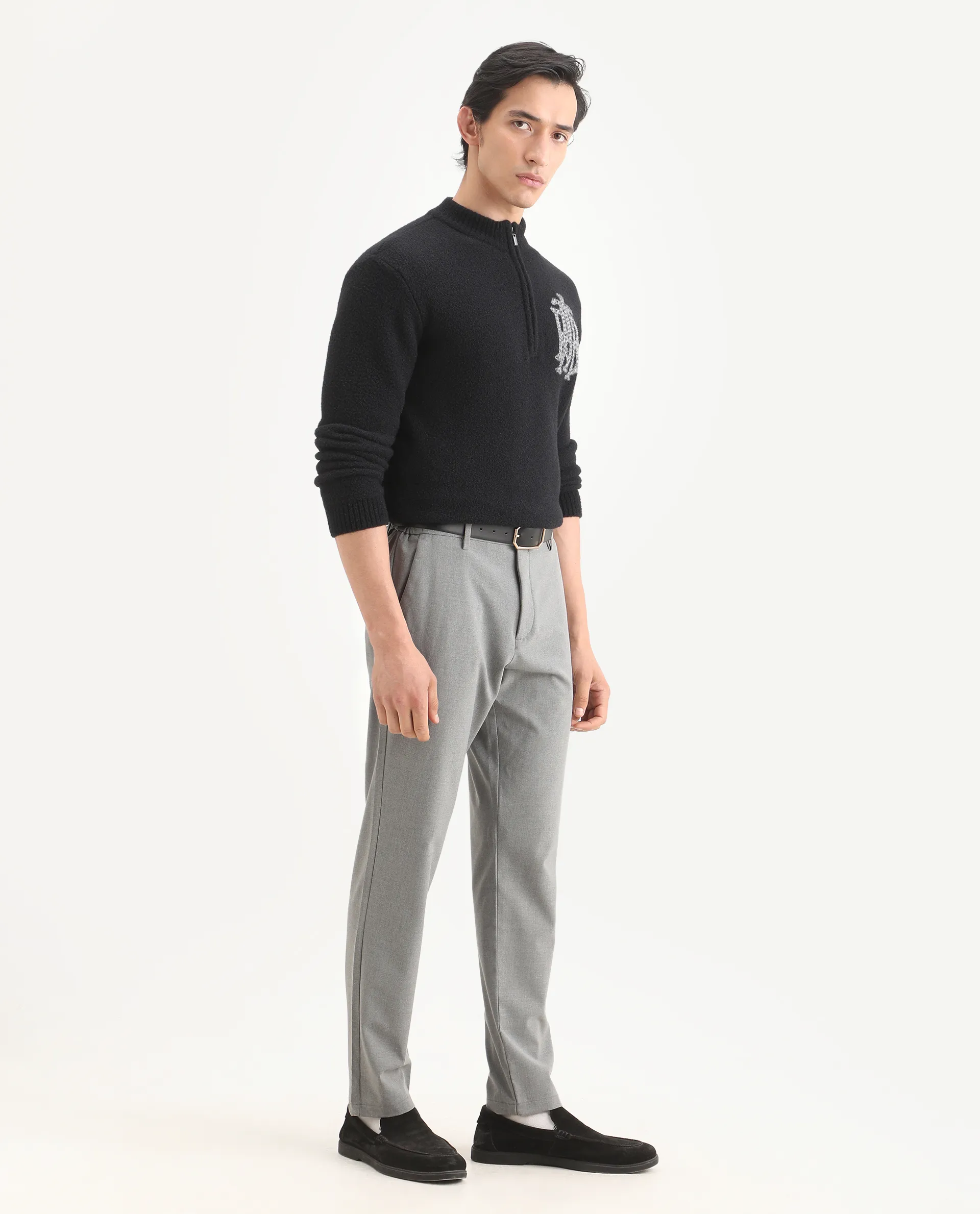 Rare Rabbit Men's Travel-Ss26 Grey Polyester Fabric Button And Zip Closure Closure Plain Trouser - Image 6