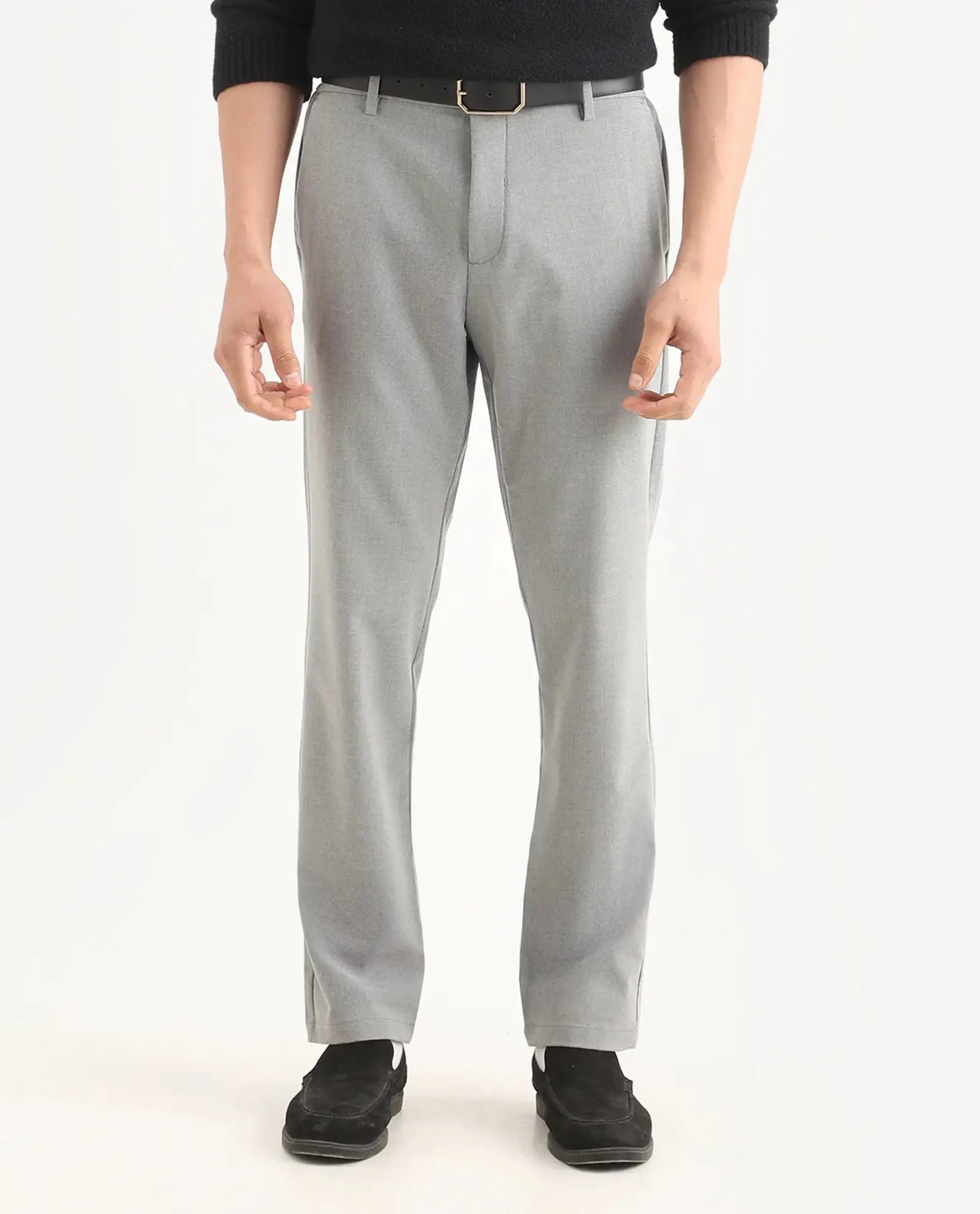 Rare Rabbit Men's Travel-Ss26 Grey Polyester Fabric Button And Zip Closure Closure Plain Trouser - Image 8