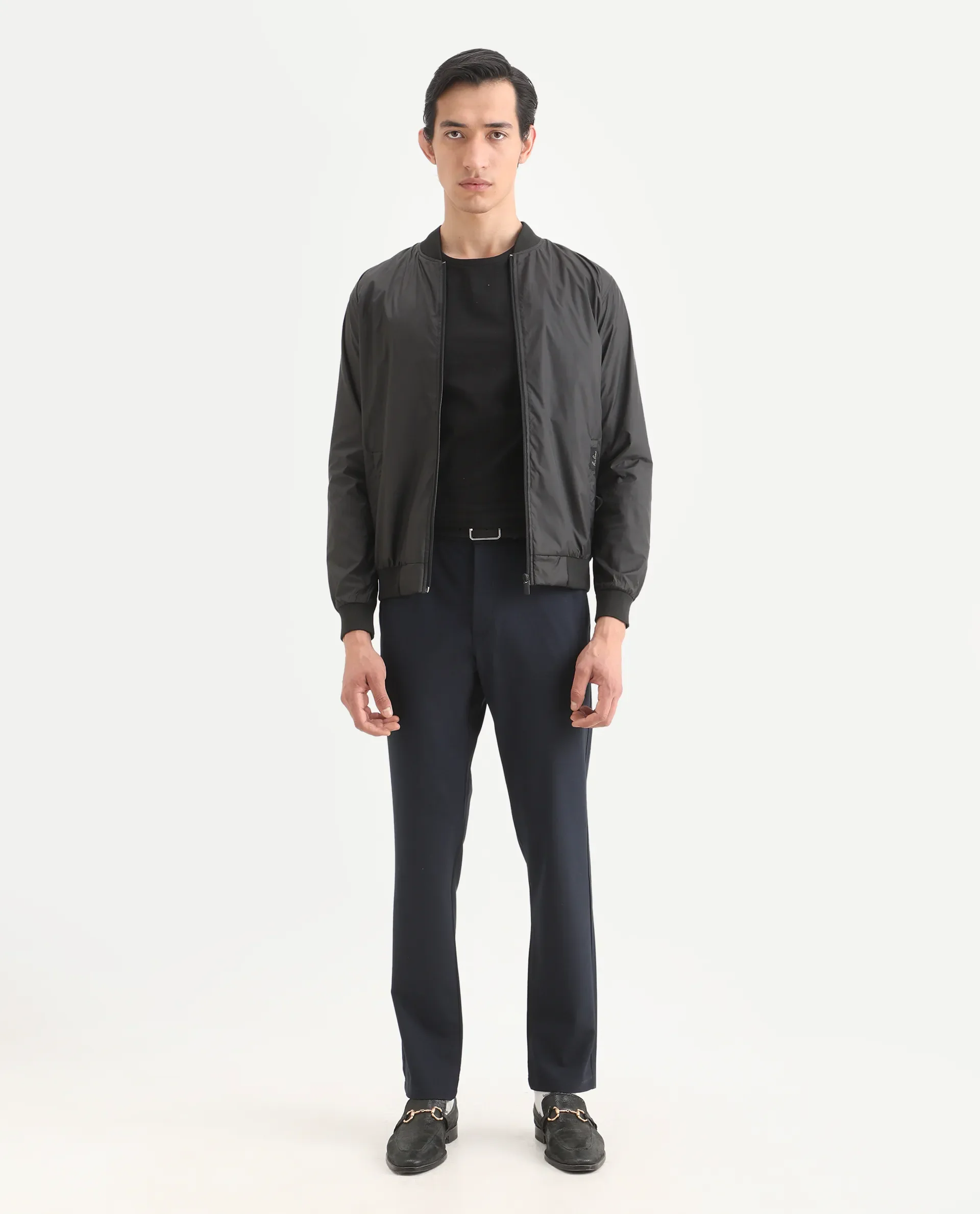 Rare Rabbit Men's Travel-Ss26 Navy Polyester Fabric Button And Zip Closure Closure Plain Trouser - Image 2