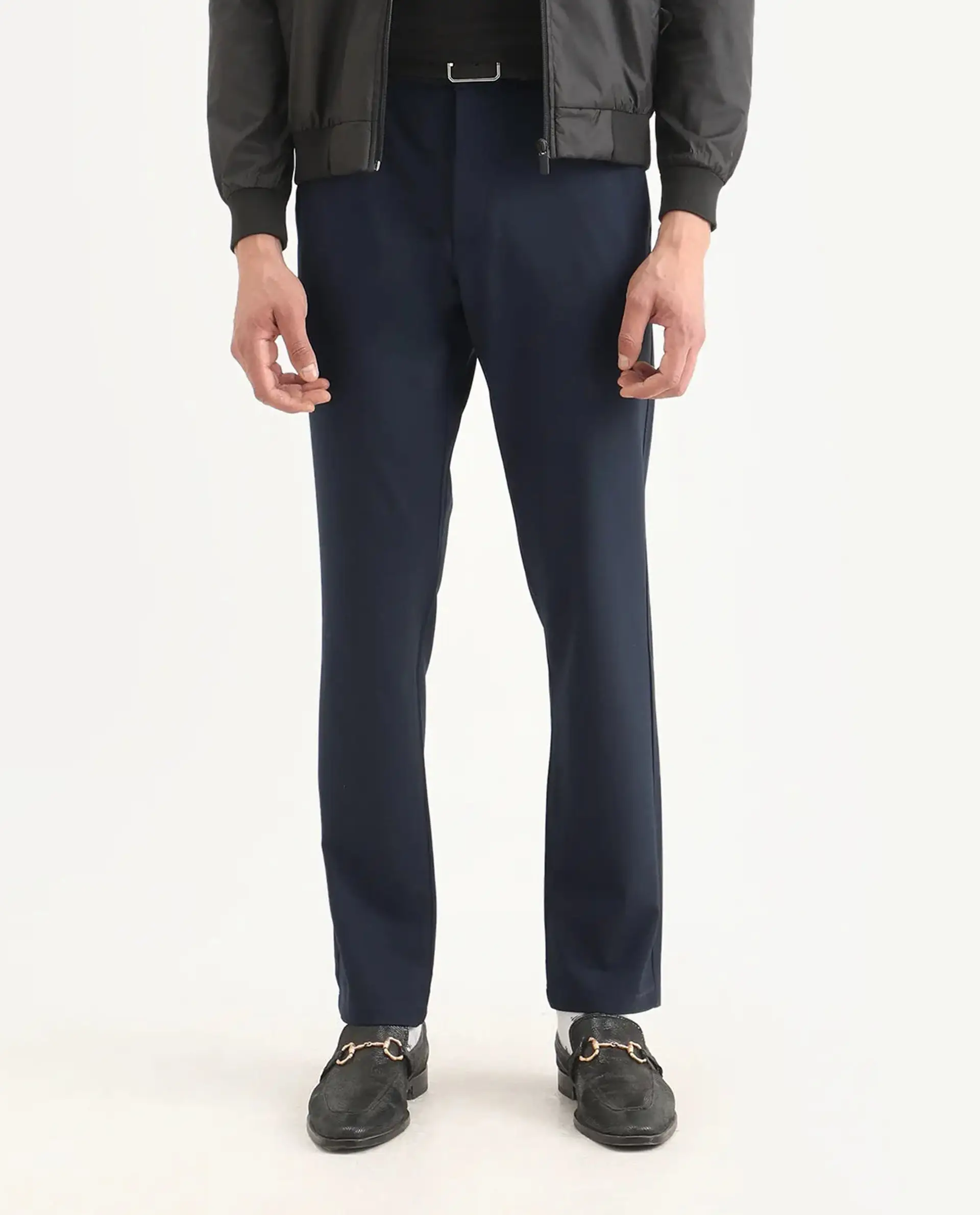 Rare Rabbit Men's Travel-Ss26 Navy Polyester Fabric Button And Zip Closure Closure Plain Trouser - Image 8