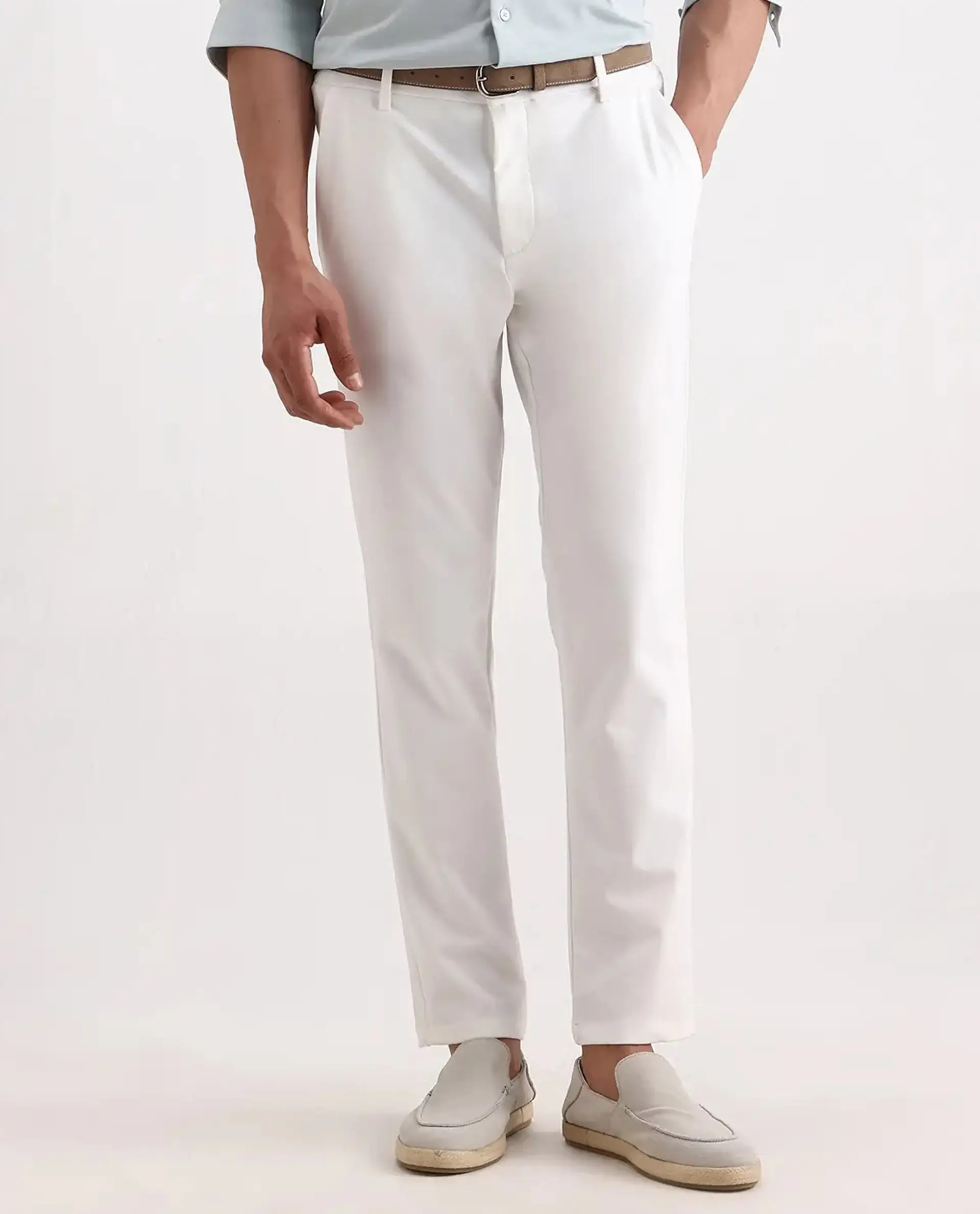 Rare Rabbit Men's Travel-Ss26 White Polyester Fabric Button And Zip Closure Closure Plain Trouser - Image 11