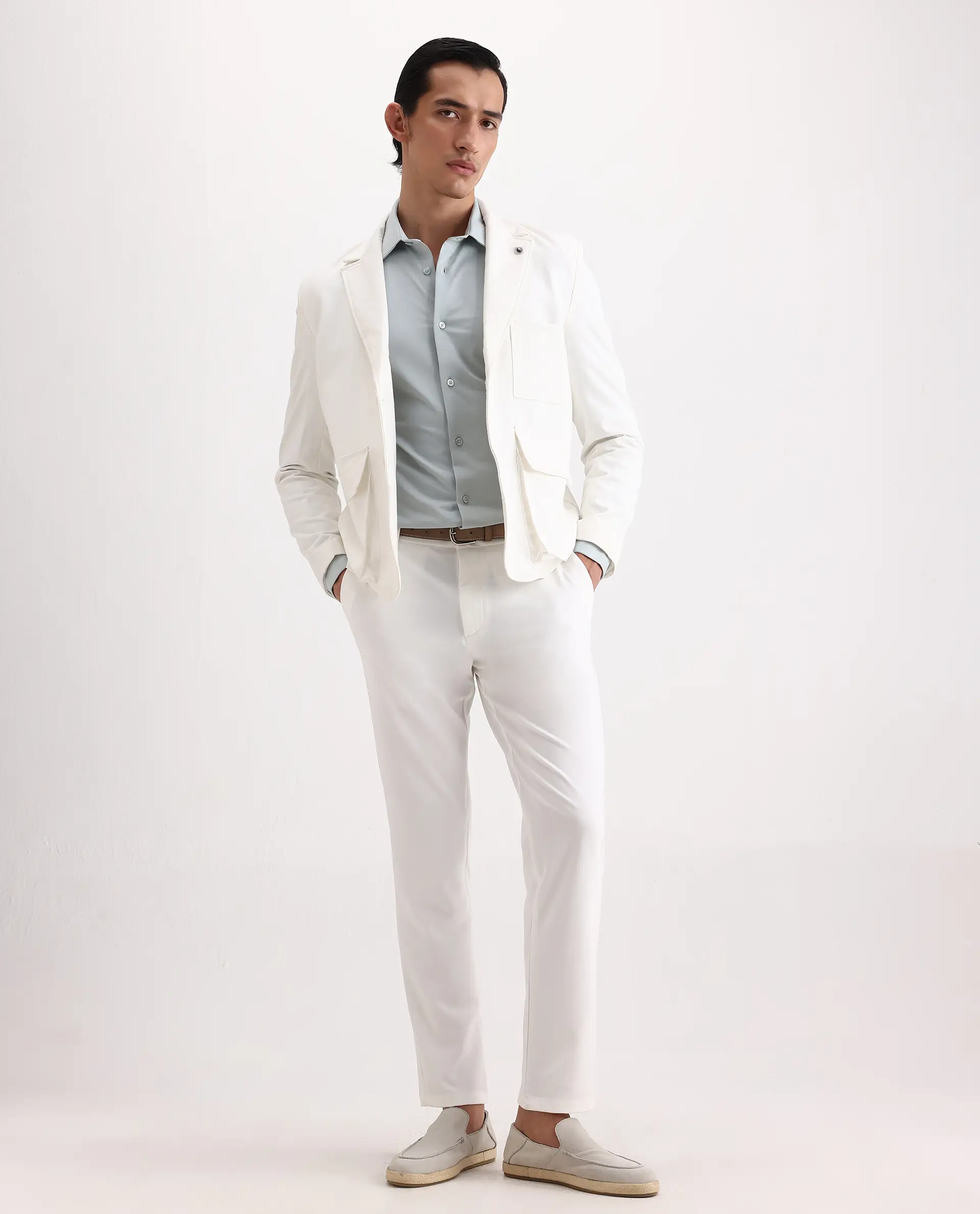 Rare Rabbit Men's Travel-Ss26 White Polyester Fabric Button And Zip Closure Closure Plain Trouser - Image 9