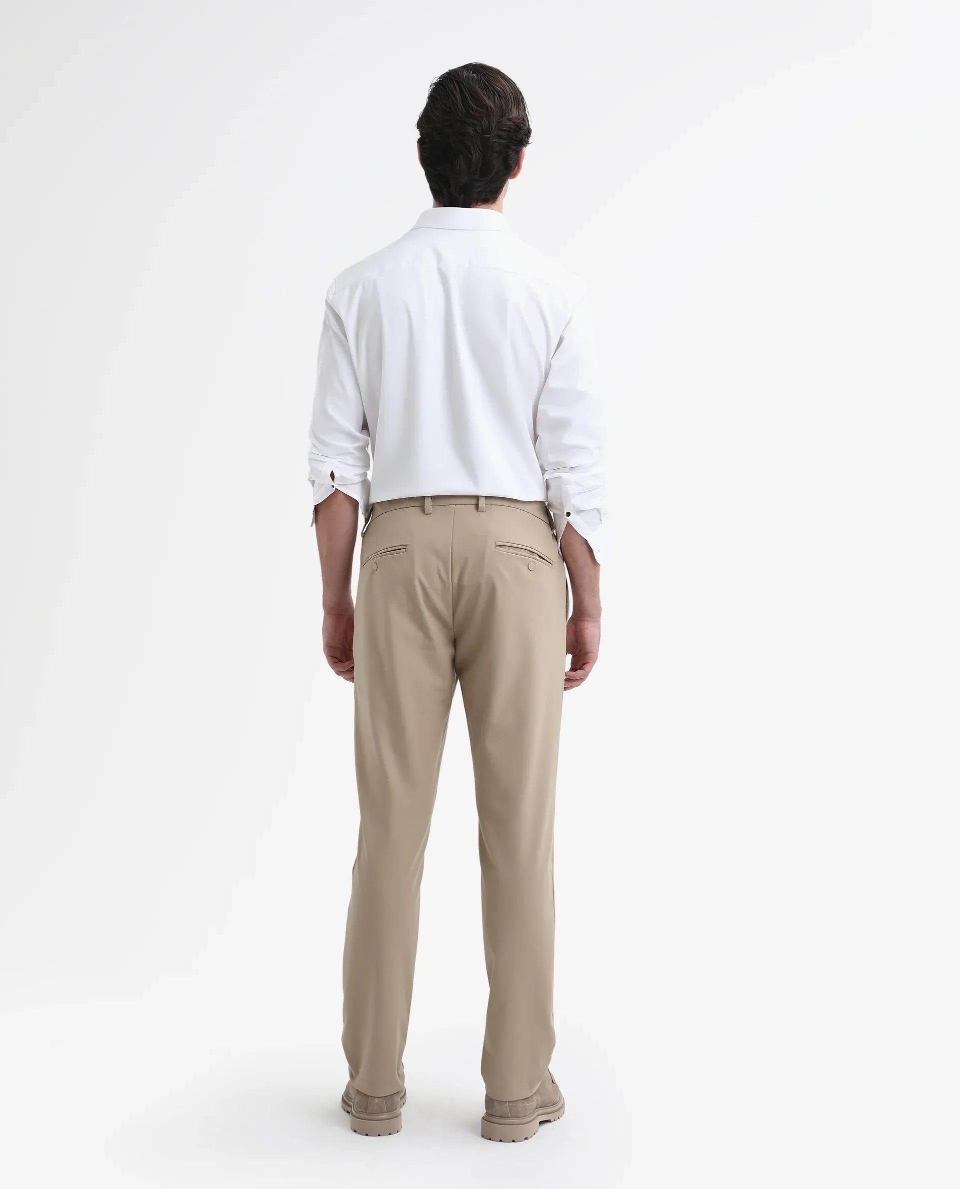 Rare Rabbit Men's Travel-Stk Light Beige Polyester Blend Plain Regular Fit Trouser - Image 7