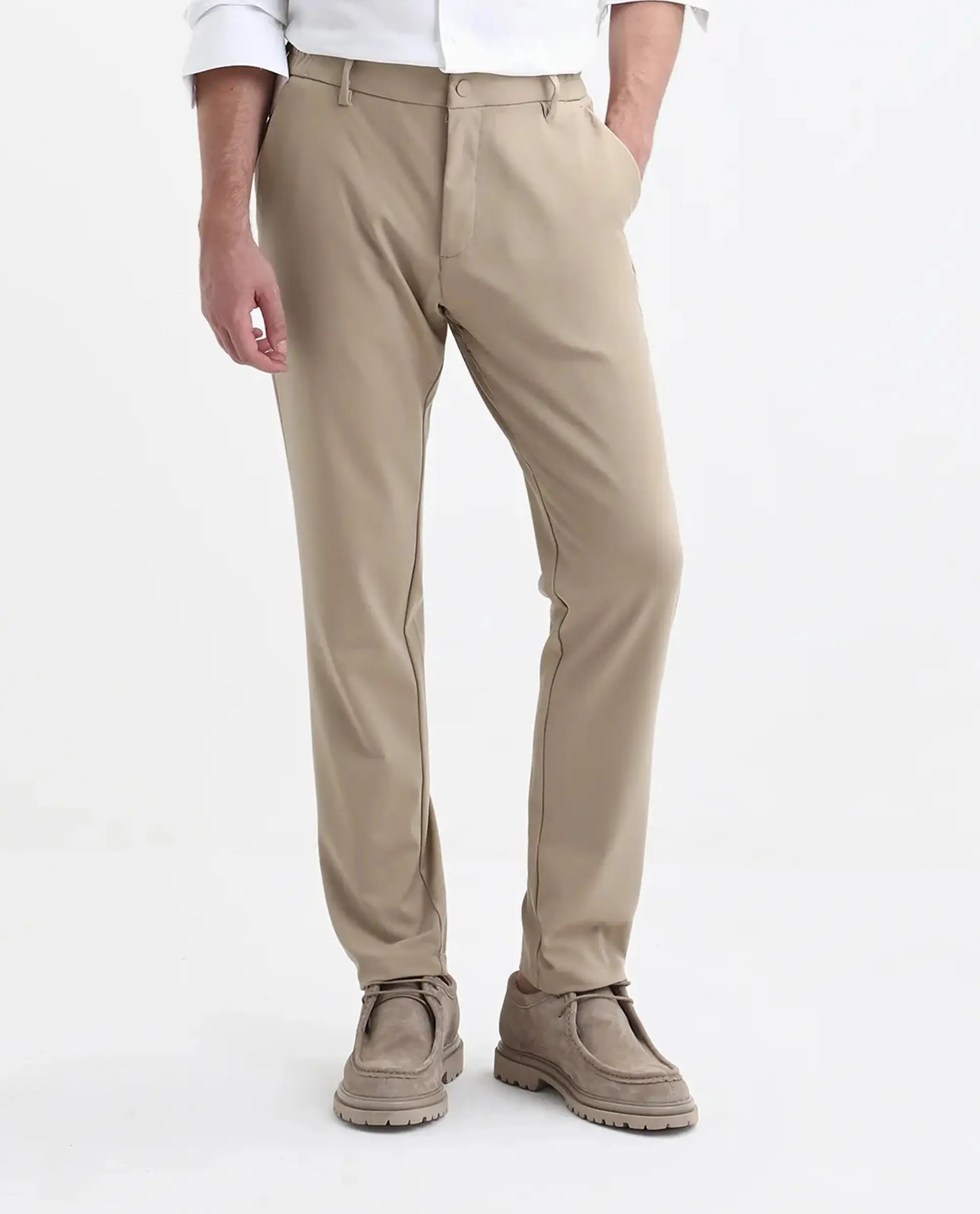 Rare Rabbit Men's Travel-Stk Light Beige Polyester Blend Plain Regular Fit Trouser - Image 8