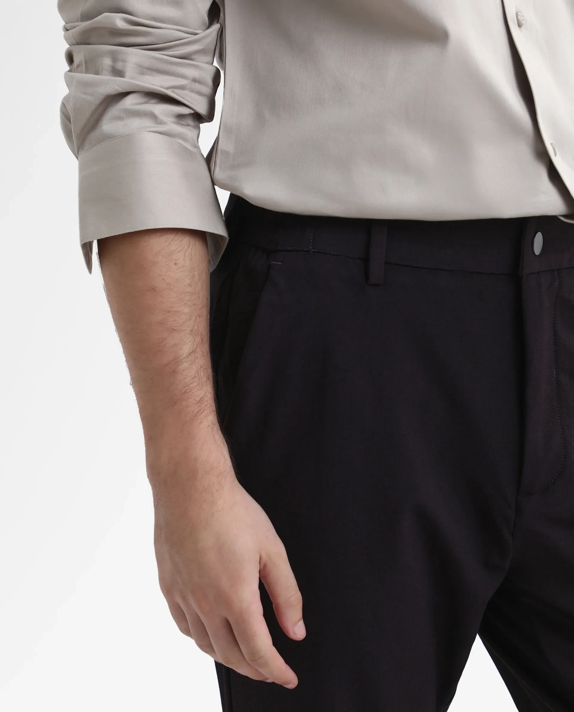 Rare Rabbit Men's Travel-Stk Maroon Polyester Blend Plain Regular Fit Trouser - Image 6