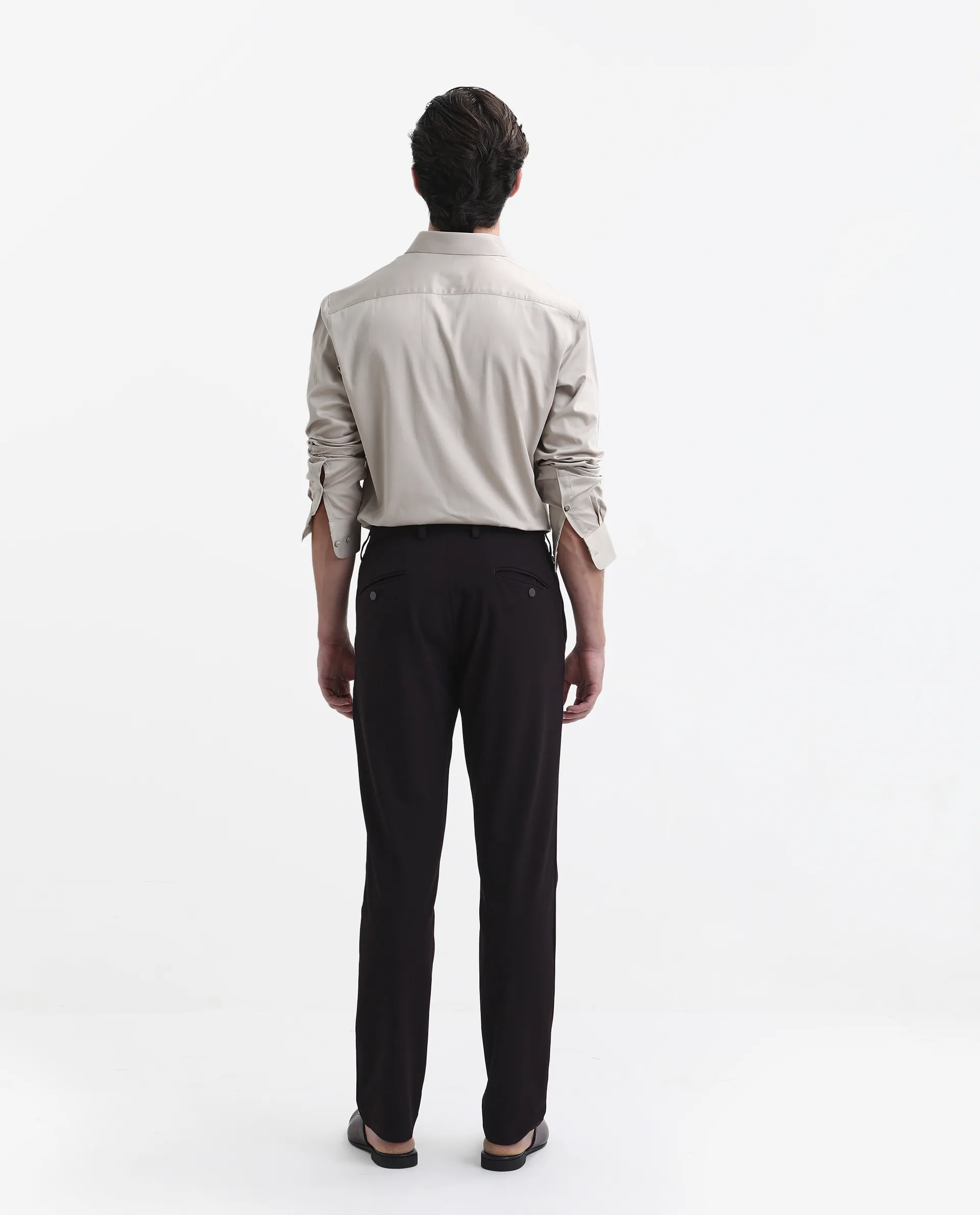 Rare Rabbit Men's Travel-Stk Maroon Polyester Blend Plain Regular Fit Trouser - Image 7