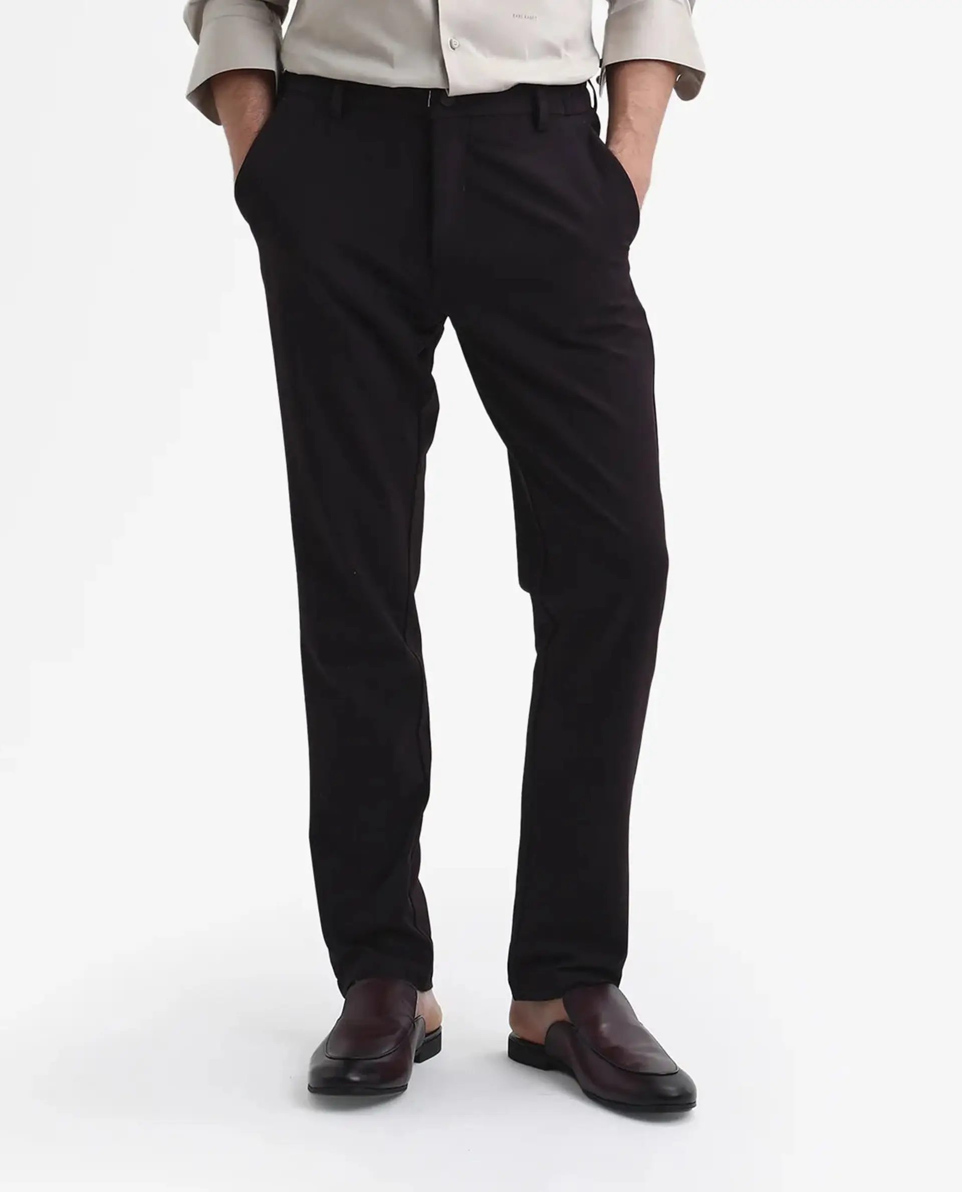 Rare Rabbit Men's Travel-Stk Maroon Polyester Blend Plain Regular Fit Trouser - Image 8