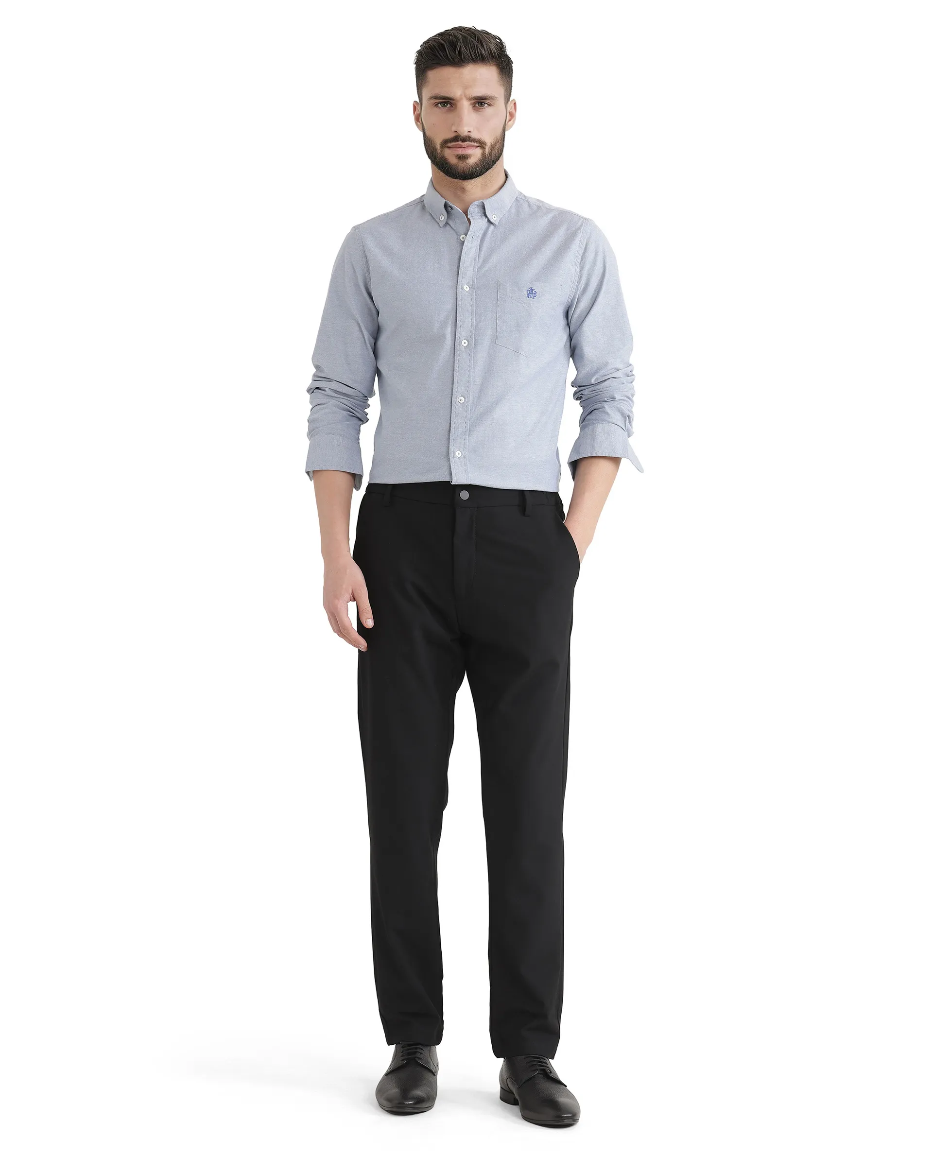 Rare Rabbit Men's Travel Uni Black Polyester Blend Plain Regular Fit Trouser - Image 2