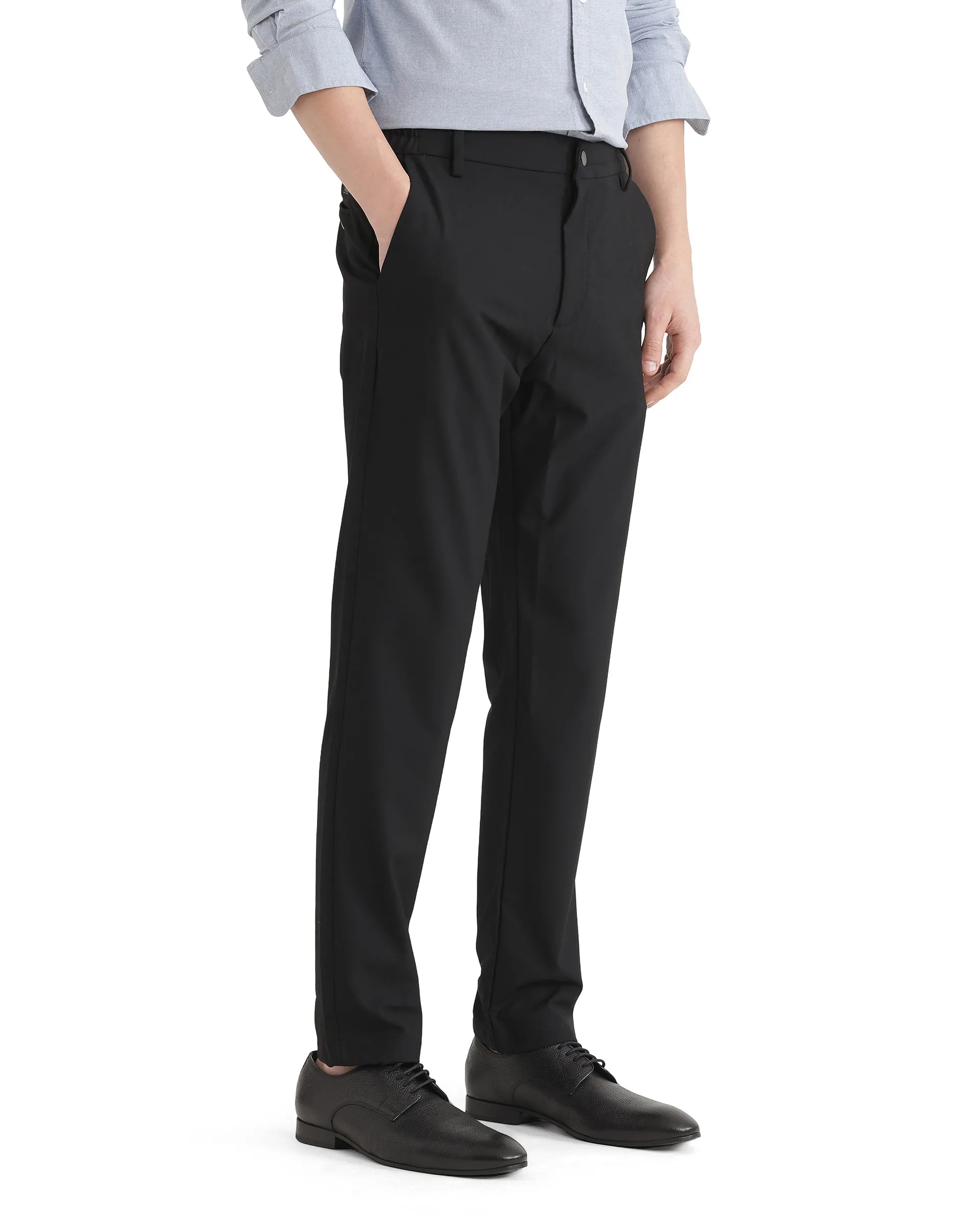 Rare Rabbit Men's Travel Uni Black Polyester Blend Plain Regular Fit Trouser - Image 7