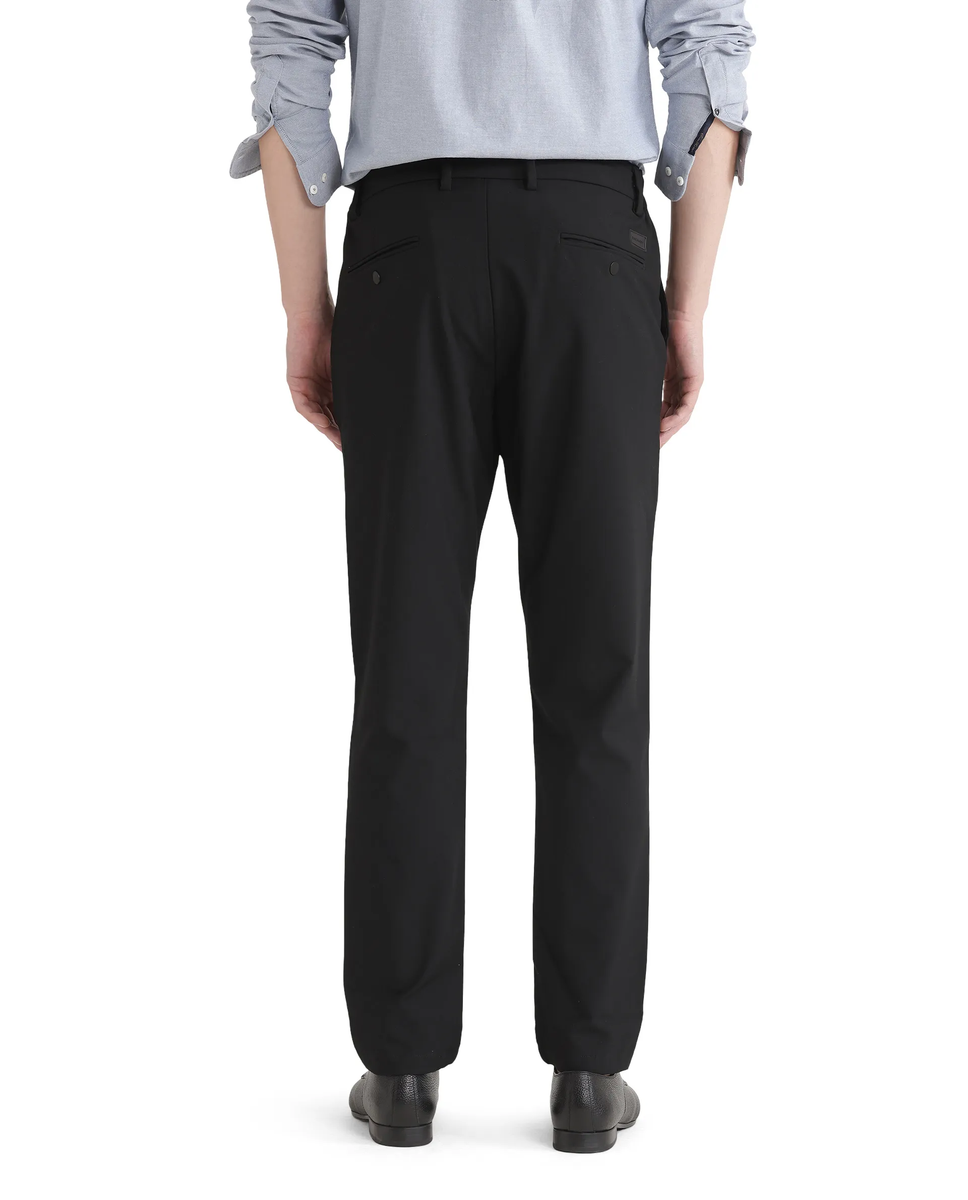 Rare Rabbit Men's Travel Uni Black Polyester Blend Plain Regular Fit Trouser - Image 8