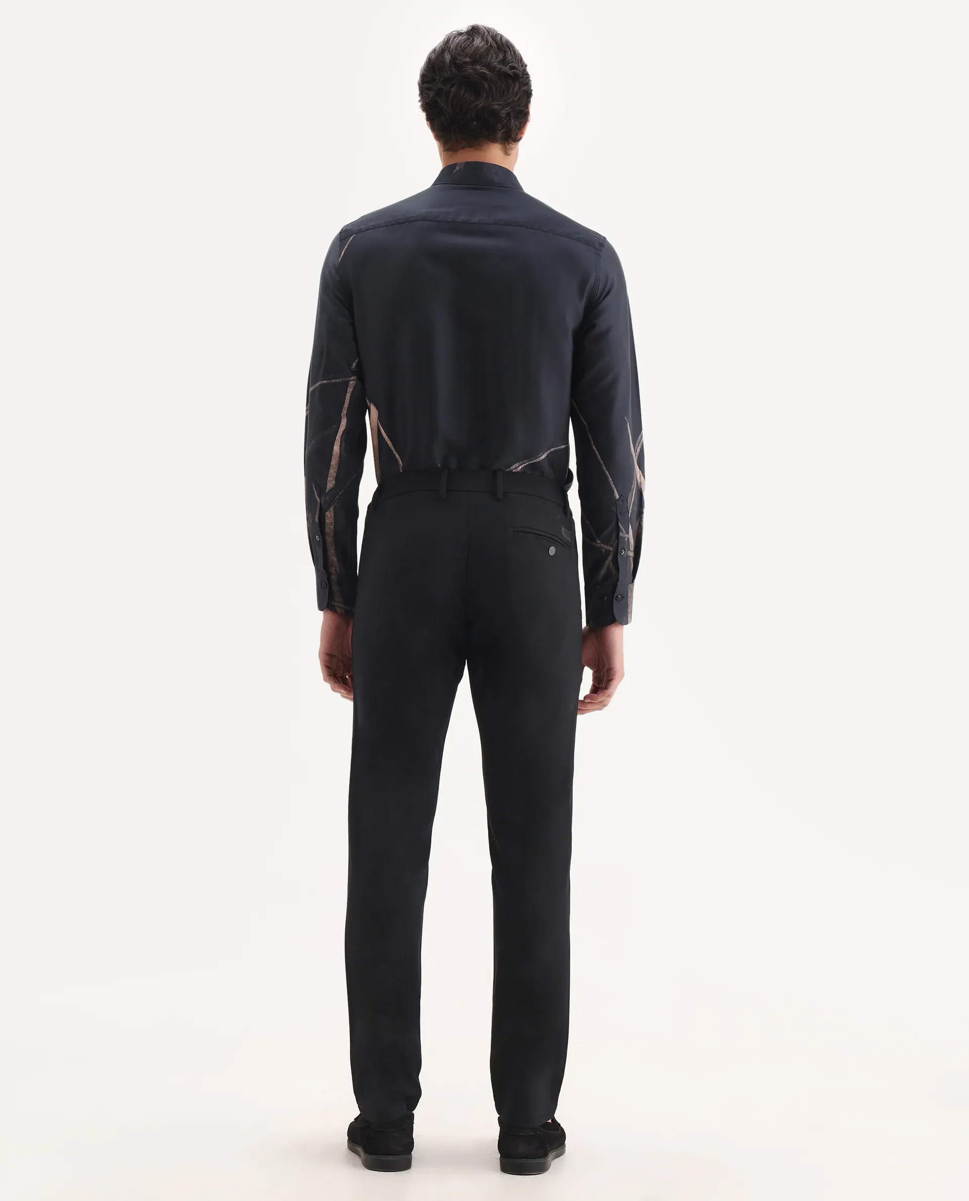 Rare Rabbit Men's Traveller Black Solid Mid-Rise Regular Fit Trouser - Image 7