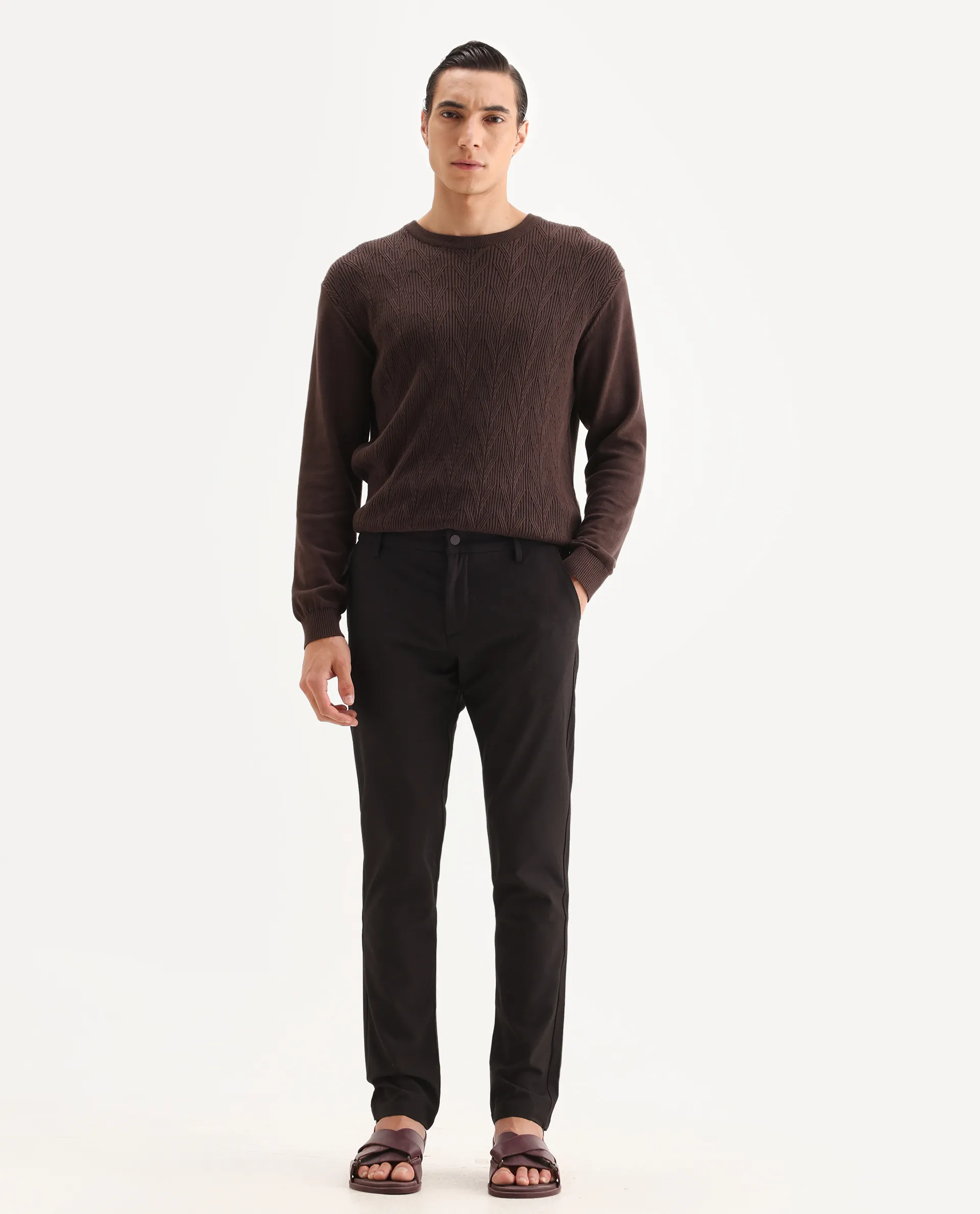 Rare Rabbit Men's Traveller Maroon Solid Mid-Rise Regular Fit Trouser - Image 4