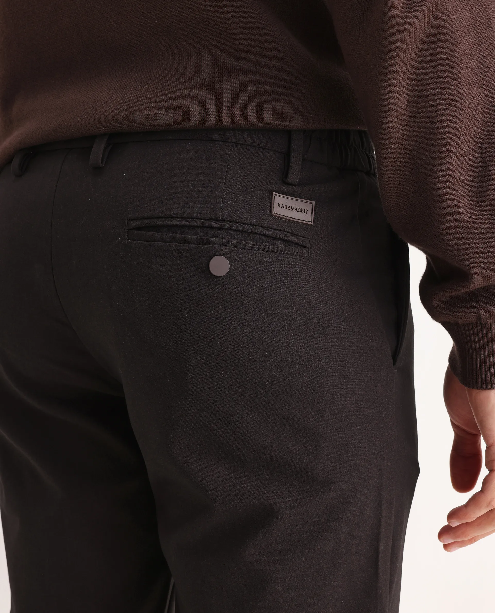 Rare Rabbit Men's Traveller Maroon Solid Mid-Rise Regular Fit Trouser - Image 6