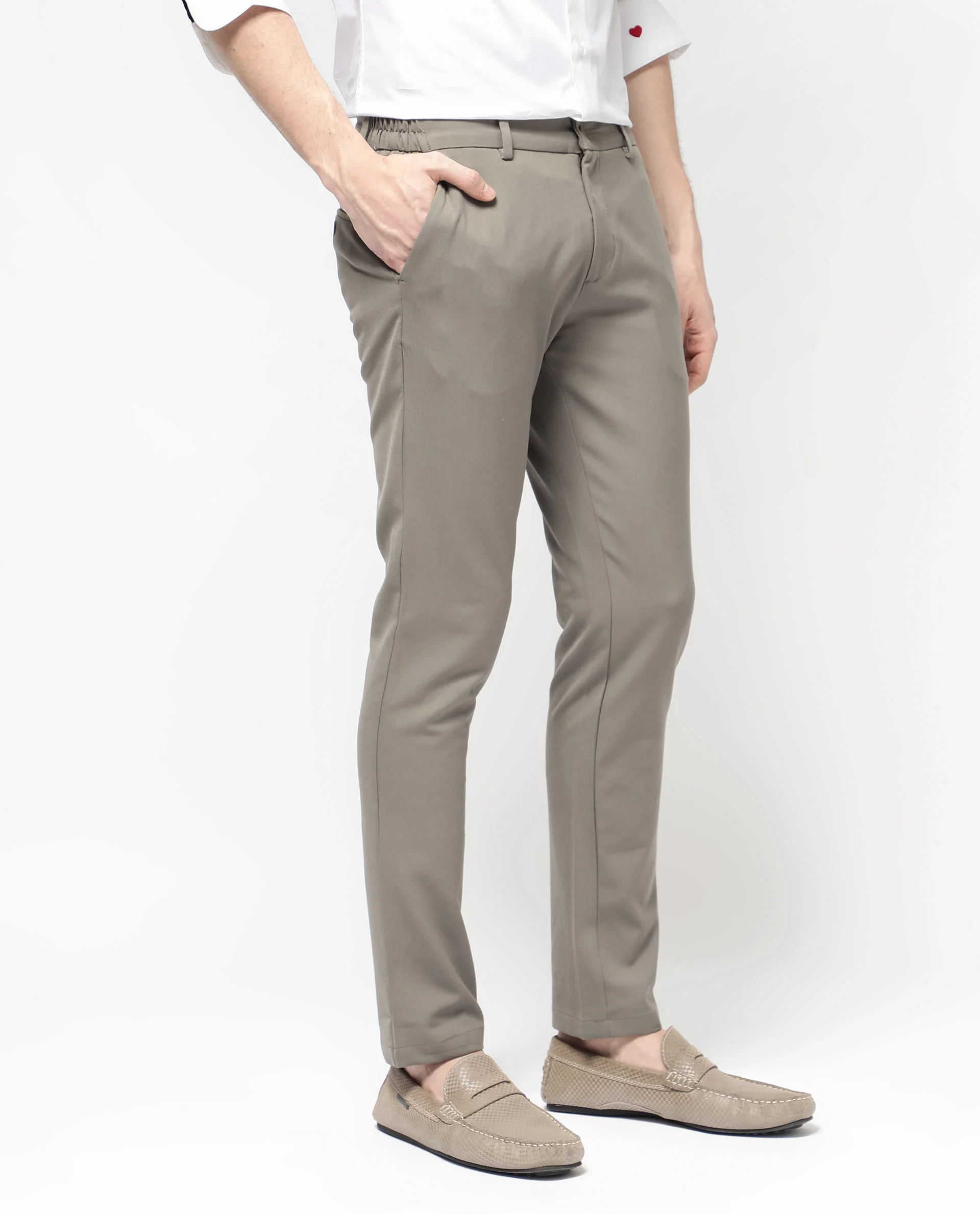 Rare Rabbit Men's Travellers Dark Beige Solid Mid-Rise Regular Fit Trouser - Image 6