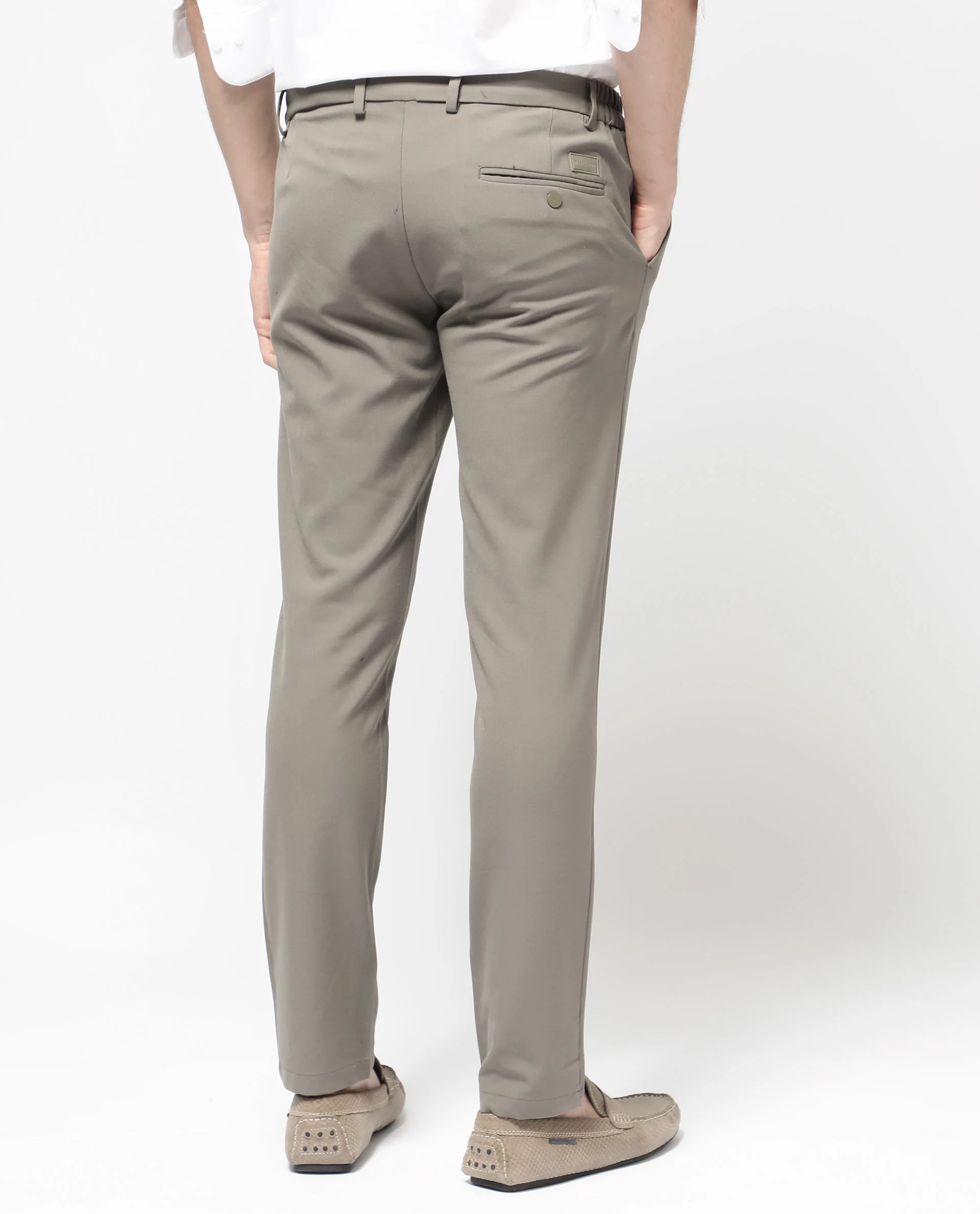 Rare Rabbit Men's Travellers Dark Beige Solid Mid-Rise Regular Fit Trouser - Image 9