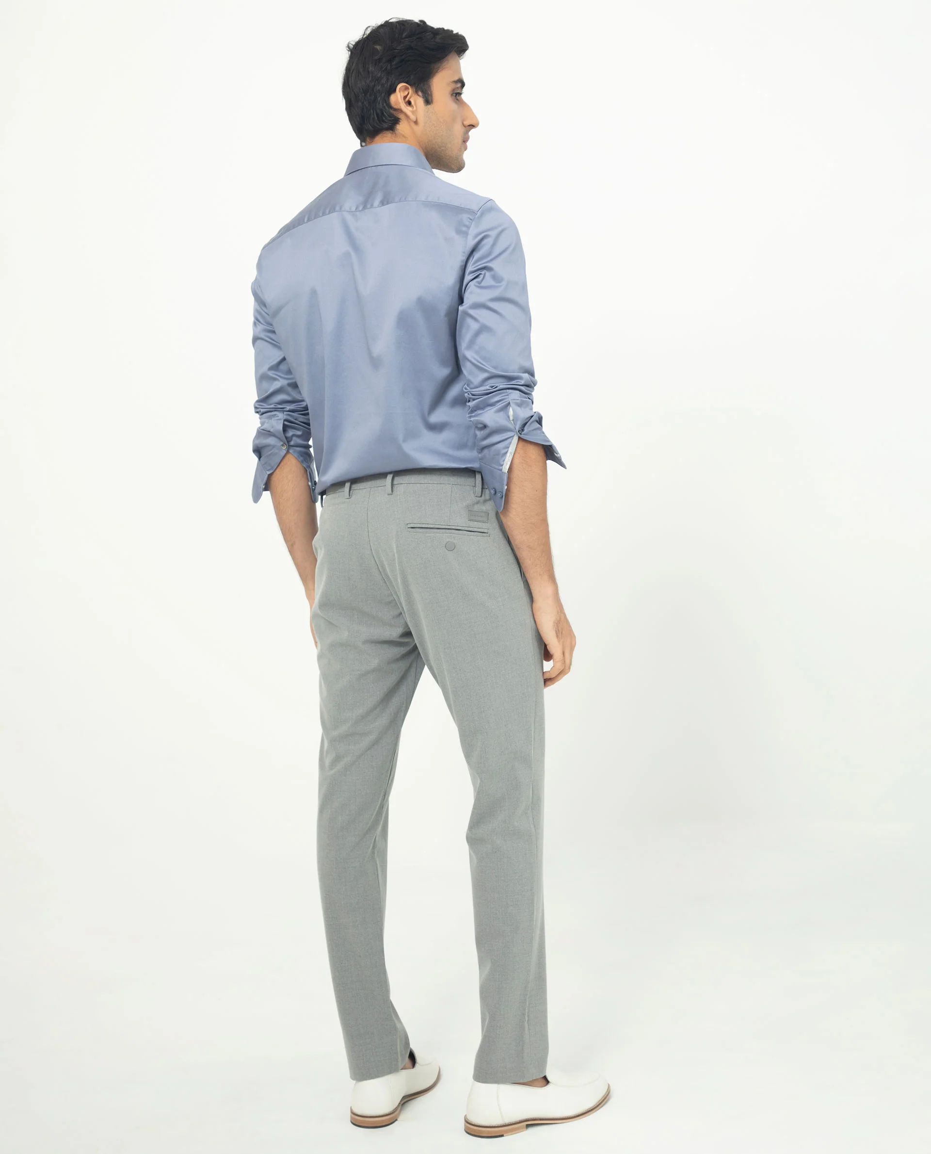 Rare Rabbit Men's Travellers Dusky Grey Solid Mid-Rise Regular Fit Trouser - Image 4