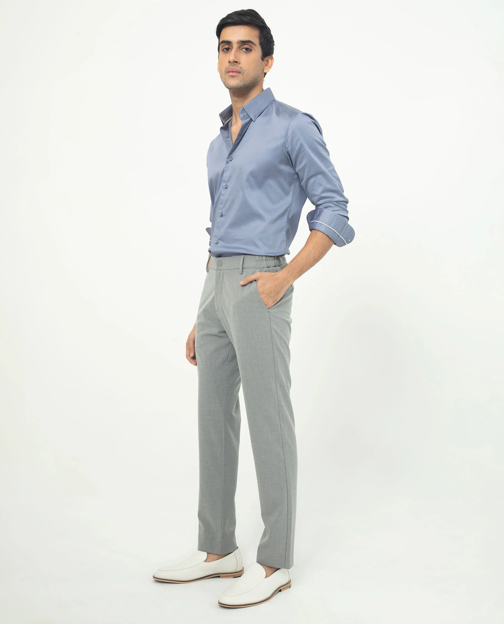 Rare Rabbit Men's Travellers Dusky Grey Solid Mid-Rise Regular Fit Trouser - Image 8