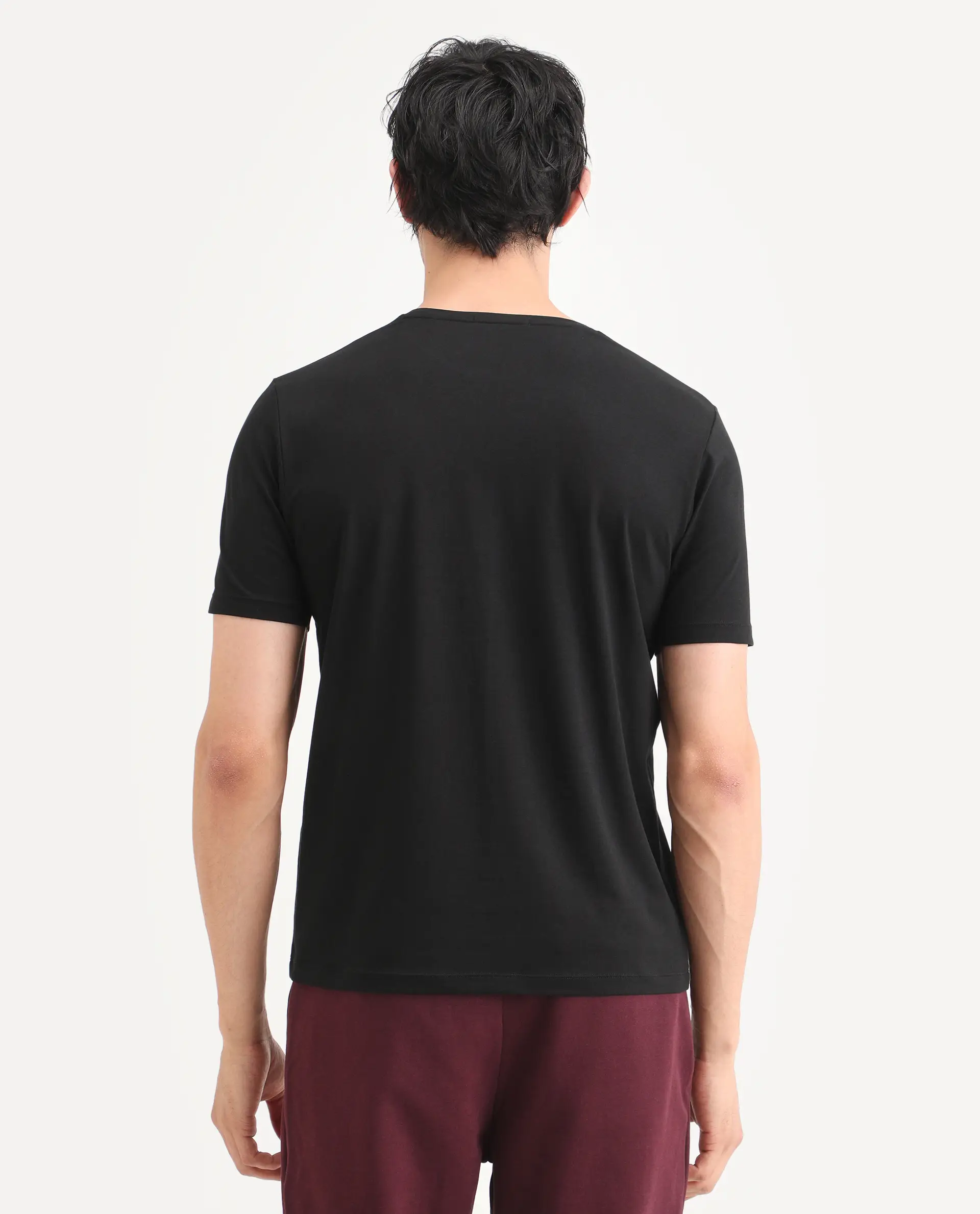 Rare Rabbit Men's Tregor Black Cotton Blend Fabric Half Sleeve Crew Neck Regular Fit HD Print T-Shirt - Image 7