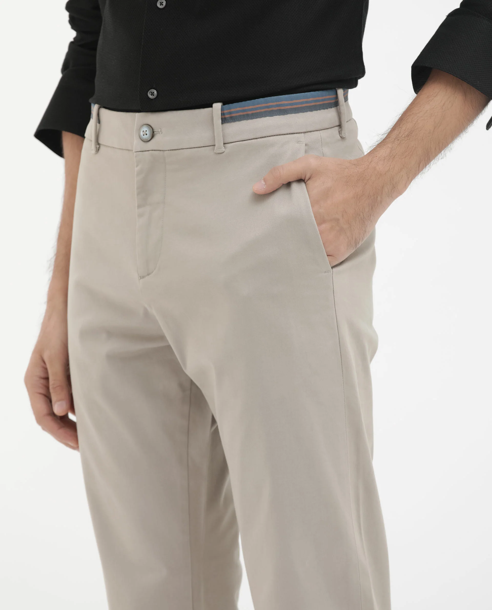 Rare Rabbit Men's Trello Beige Cotton Blend Plain Regular Fit Trouser - Image 3