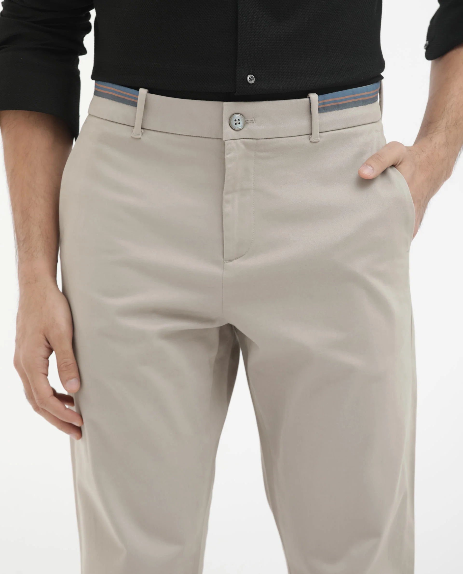 Rare Rabbit Men's Trello Beige Cotton Blend Plain Regular Fit Trouser - Image 4