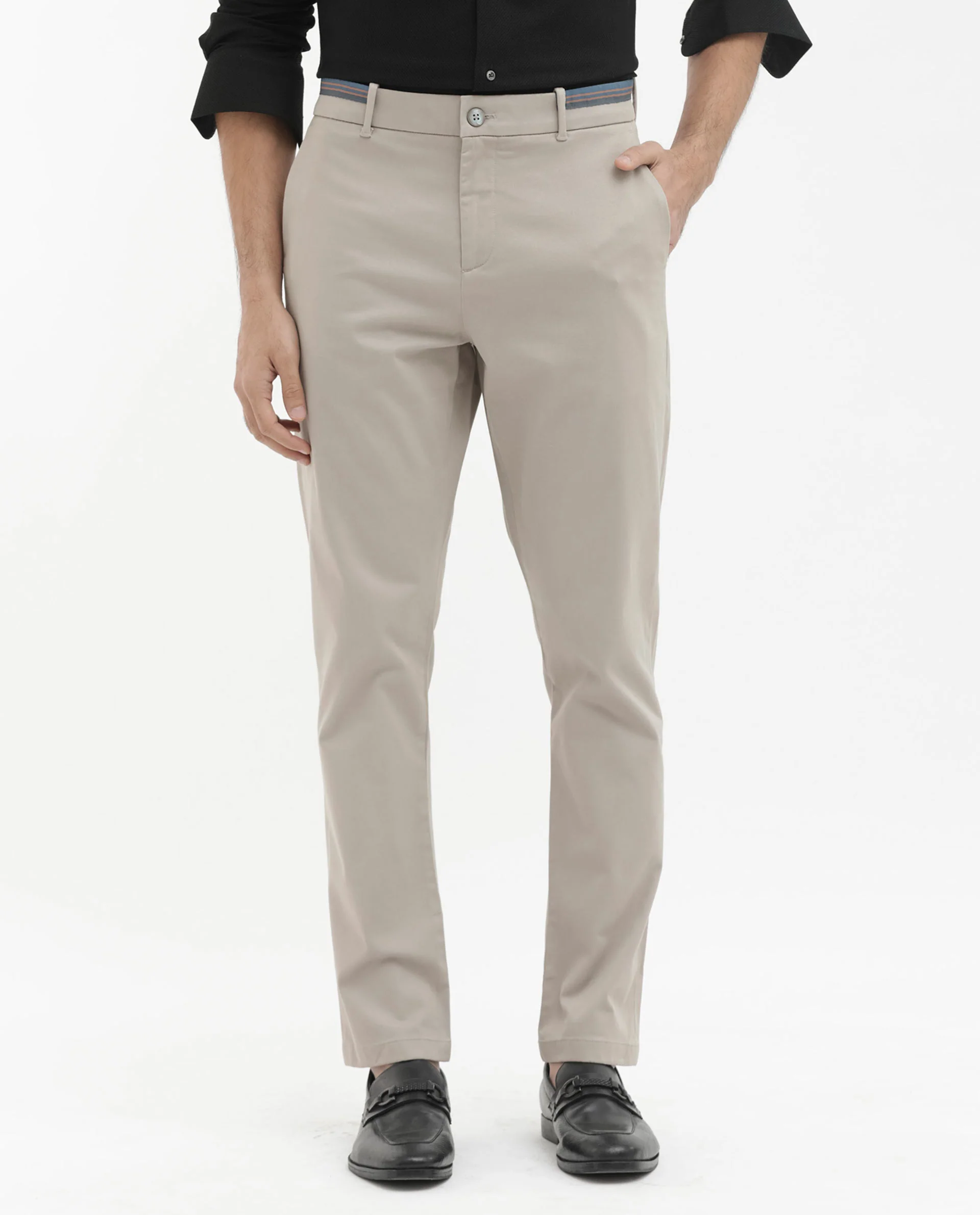 Rare Rabbit Men's Trello Beige Cotton Blend Plain Regular Fit Trouser - Image 6