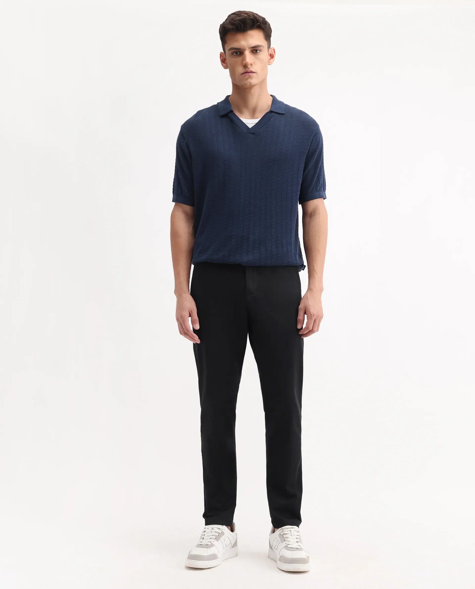 Rare Rabbit Men's Trello Black Cotton Blend Plain Regular Fit Trouser - Image 3