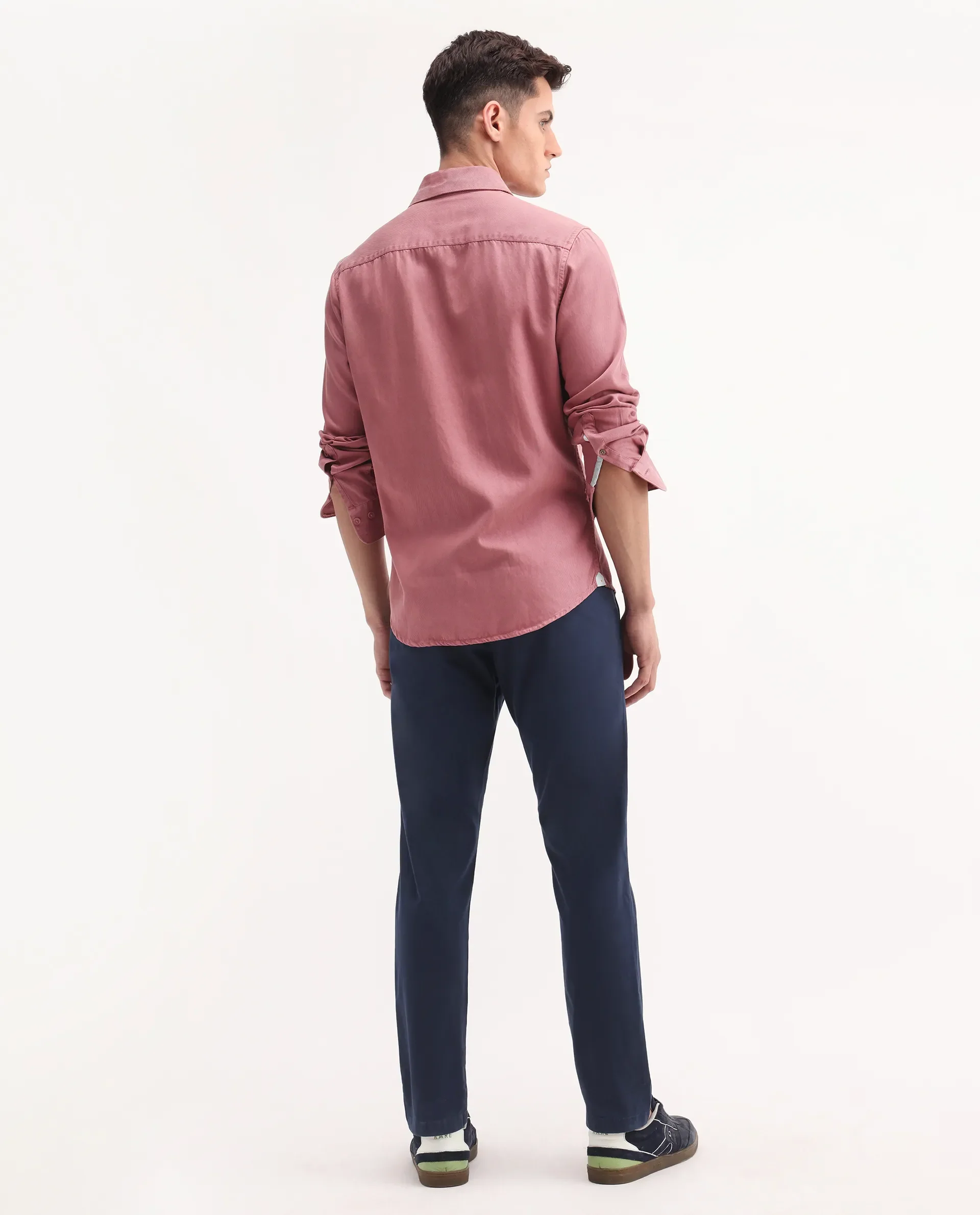 Rare Rabbit Men's Trello Navy Cotton Blend Plain Regular Fit Trouser - Image 8