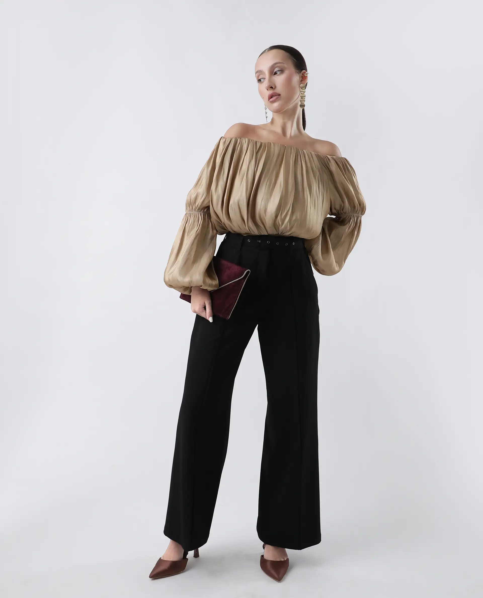 Rareism Women's Trese Gold Polyester Plain Fashion Sleeve Crop Regular Fit Top - Image 7