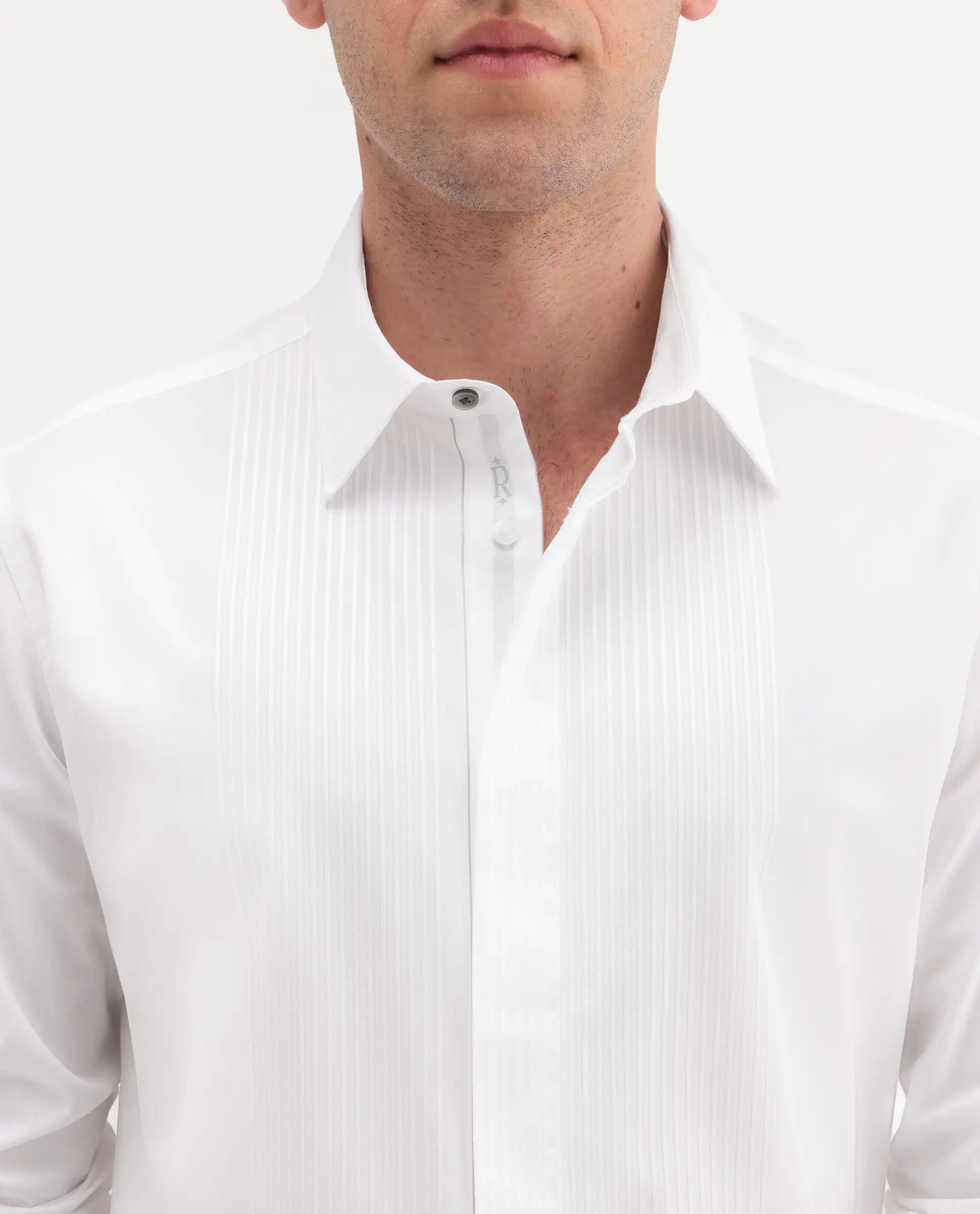 Rare Rabbit Men's Trev White Cotton Fabric Full Sleeve Spread Collar Regular Striped Shirt - Image 3