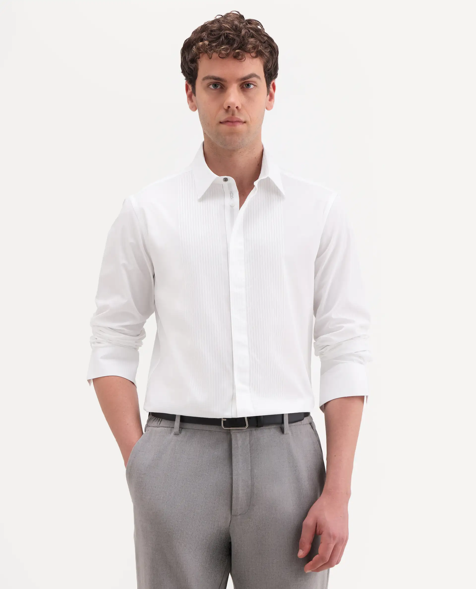 Rare Rabbit Men's Trev White Cotton Fabric Full Sleeve Spread Collar Regular Striped Shirt - Image 6