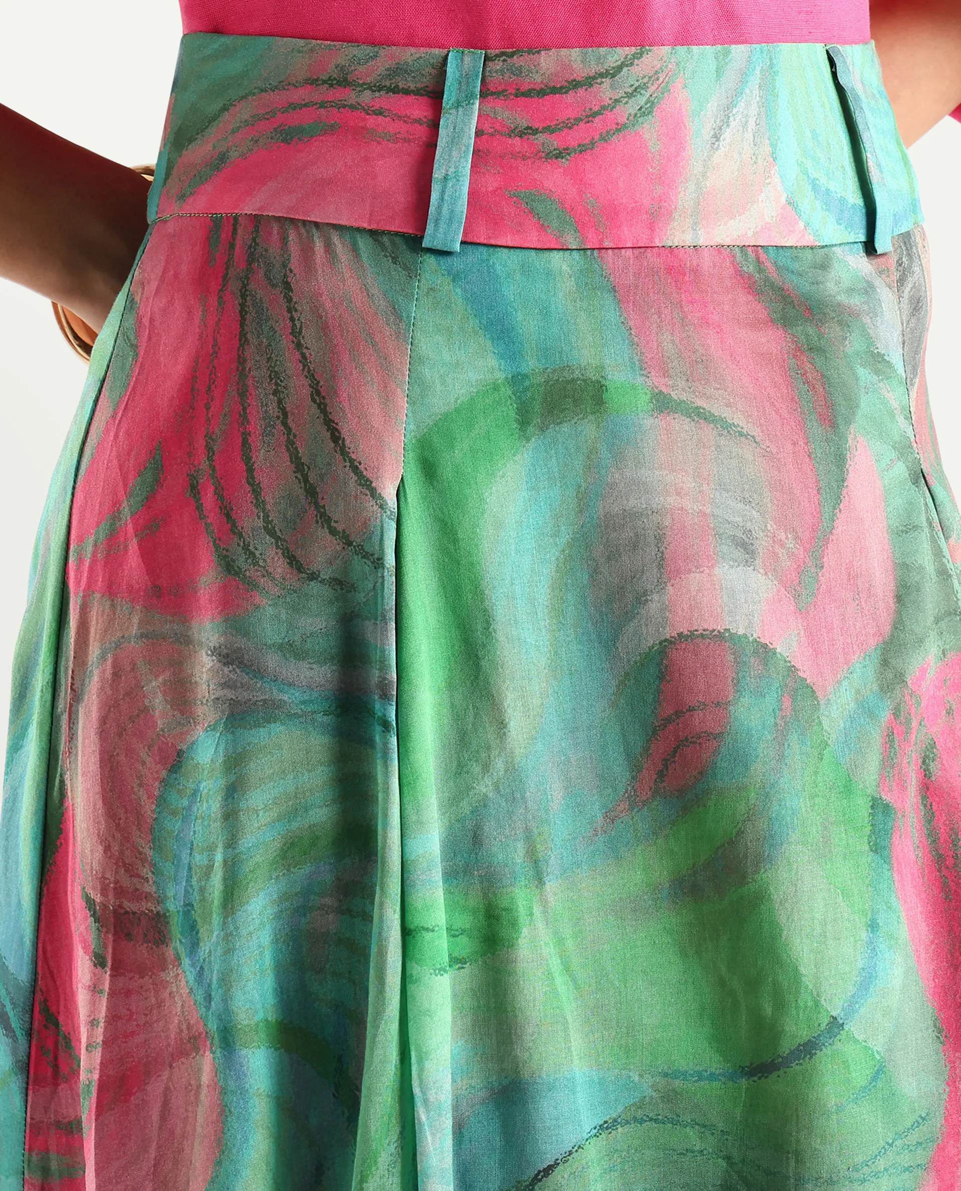 Rareism Women's Treviso Dusky Polyester Abstract Print Midi Flared Skirt - Image 4