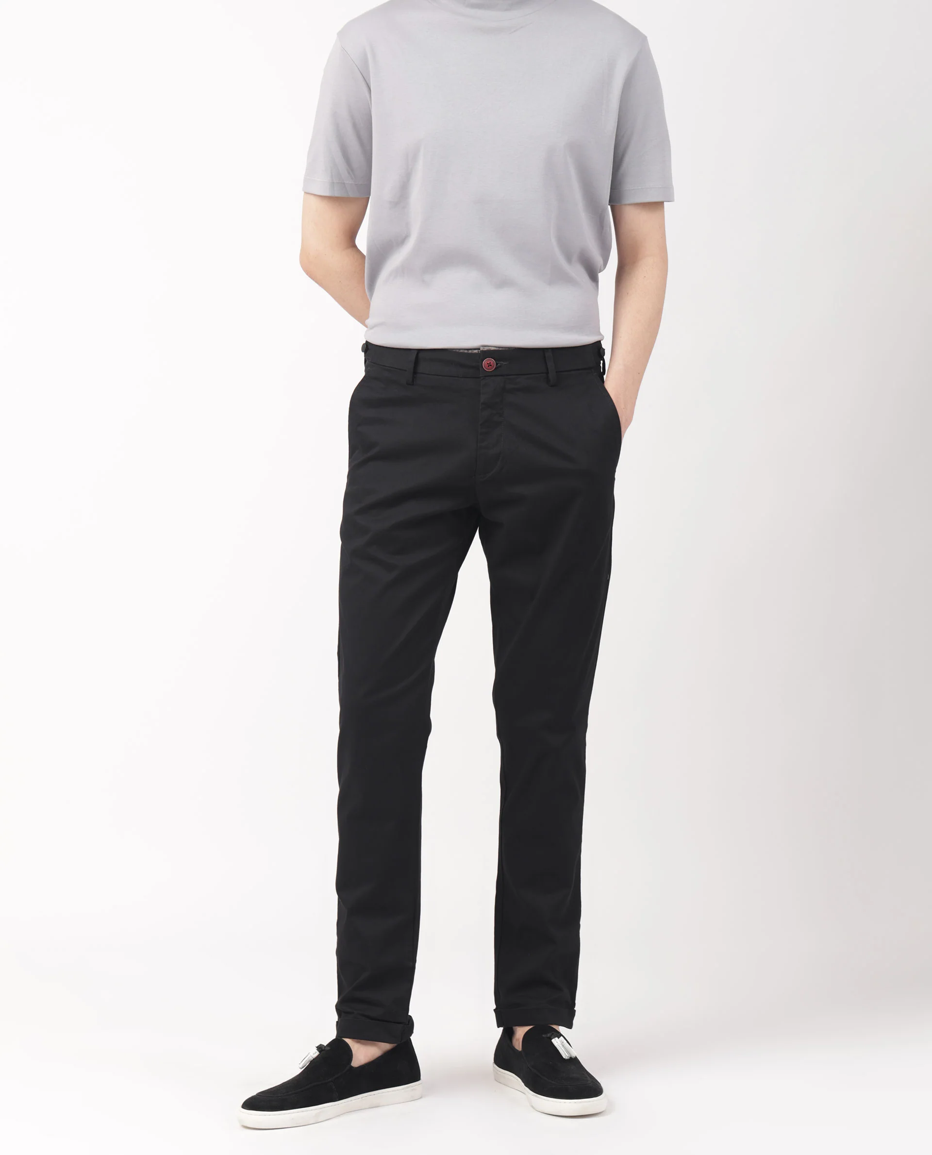 Rare Rabbit Men's Trews-1 Black Cotton Plain Slim Fit Trouser