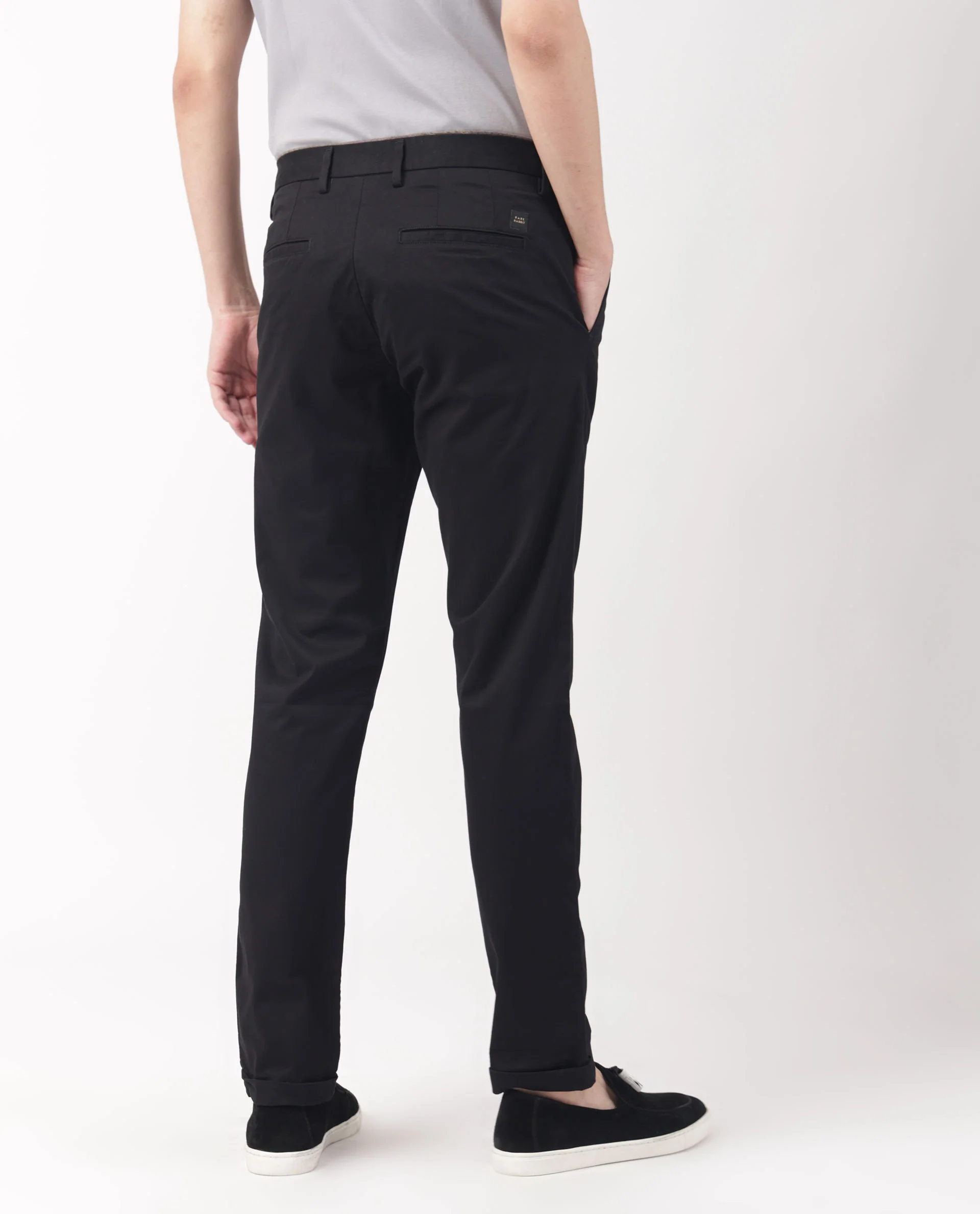 Rare Rabbit Men's Trews-1 Black Cotton Plain Slim Fit Trouser - Image 11