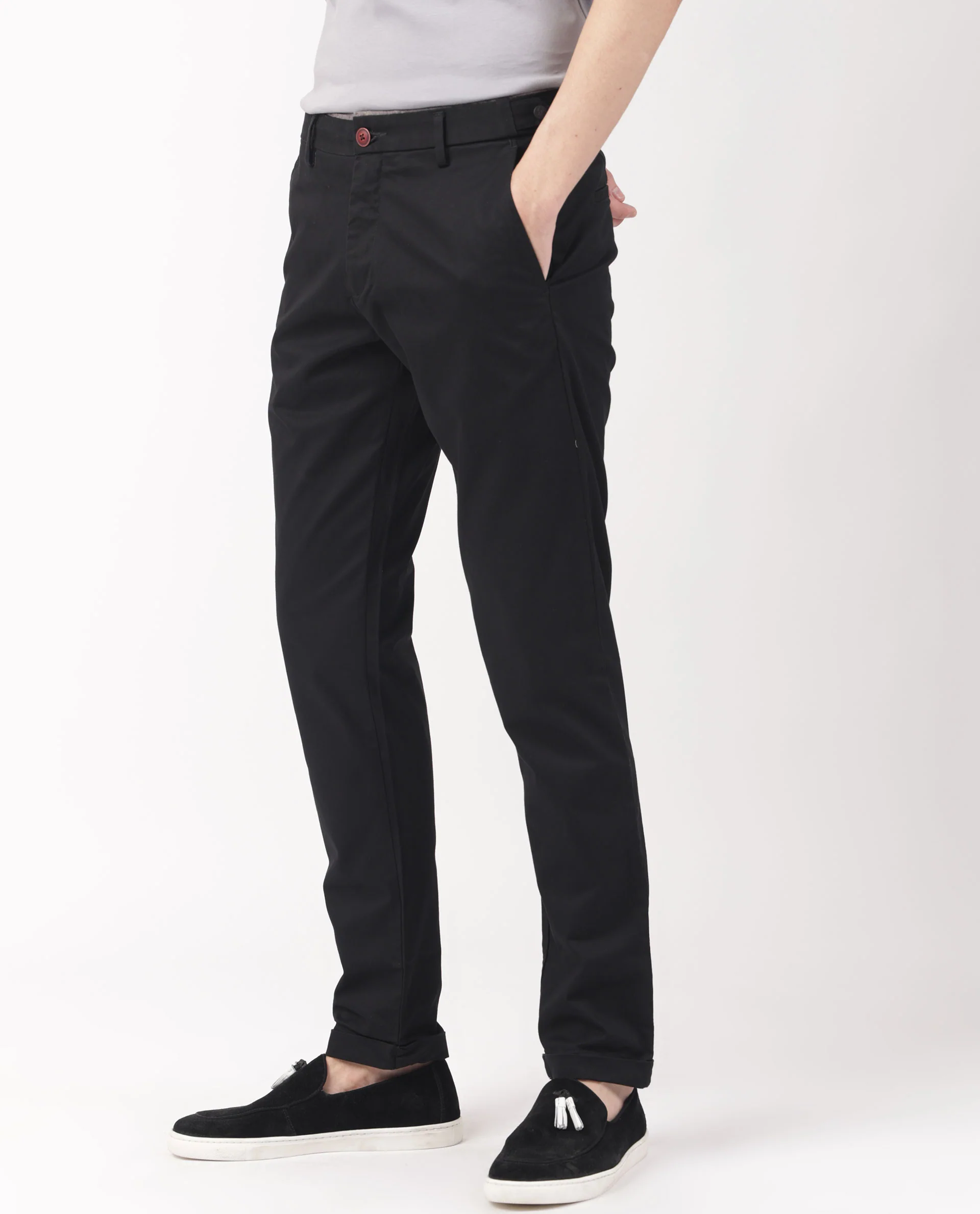 Rare Rabbit Men's Trews-1 Black Cotton Plain Slim Fit Trouser - Image 12