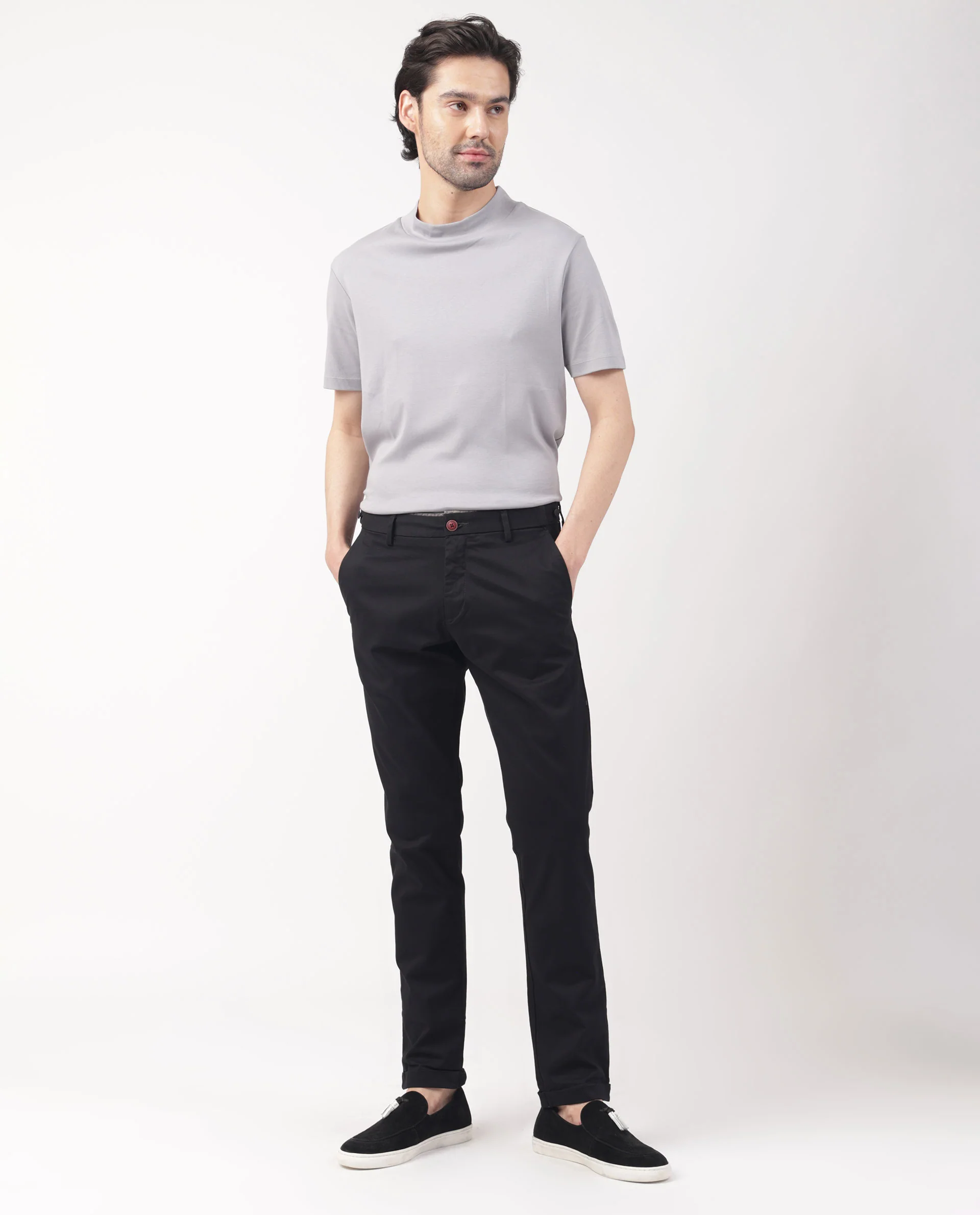 Rare Rabbit Men's Trews-1 Black Cotton Plain Slim Fit Trouser - Image 3