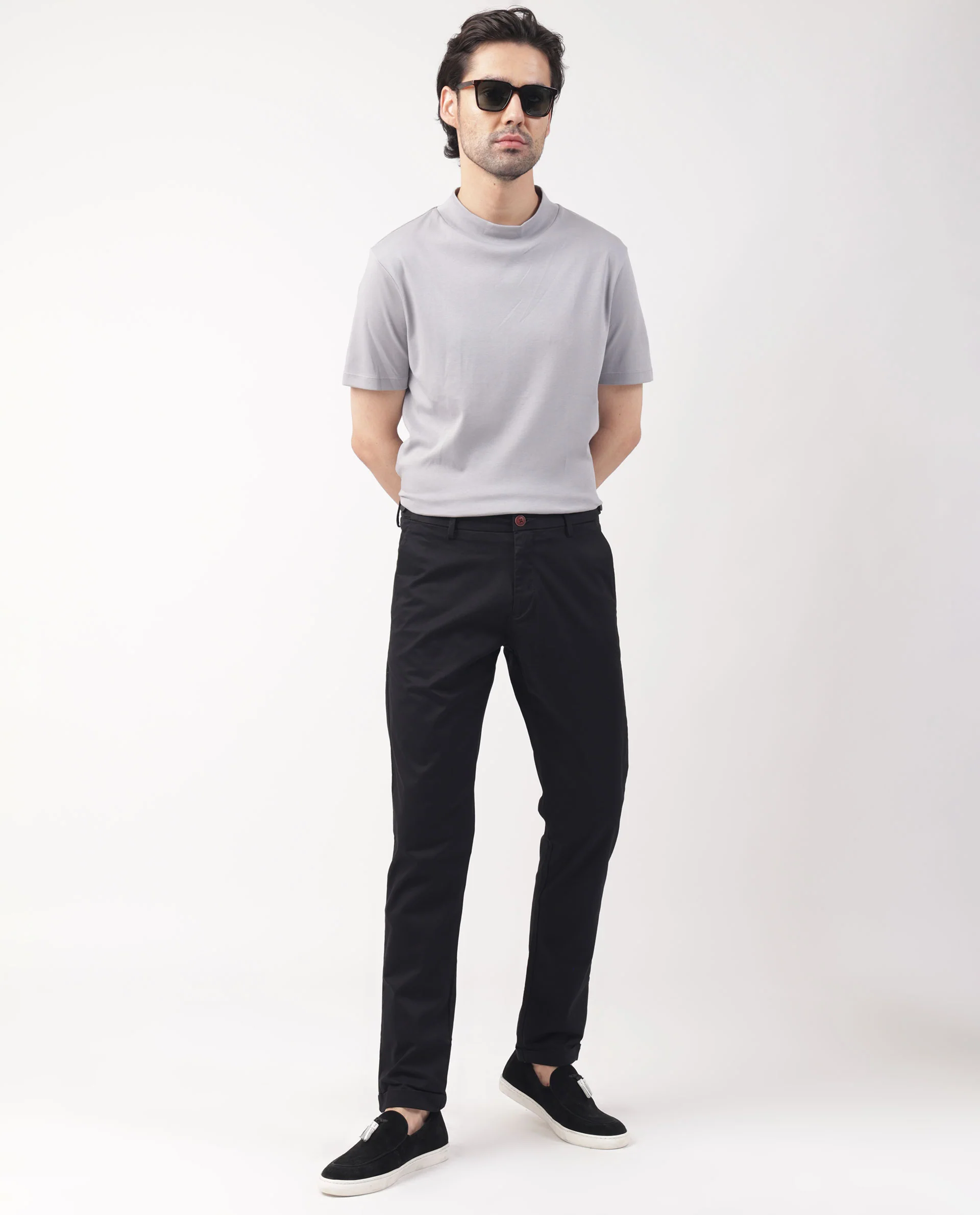 Rare Rabbit Men's Trews-1 Black Cotton Plain Slim Fit Trouser - Image 4