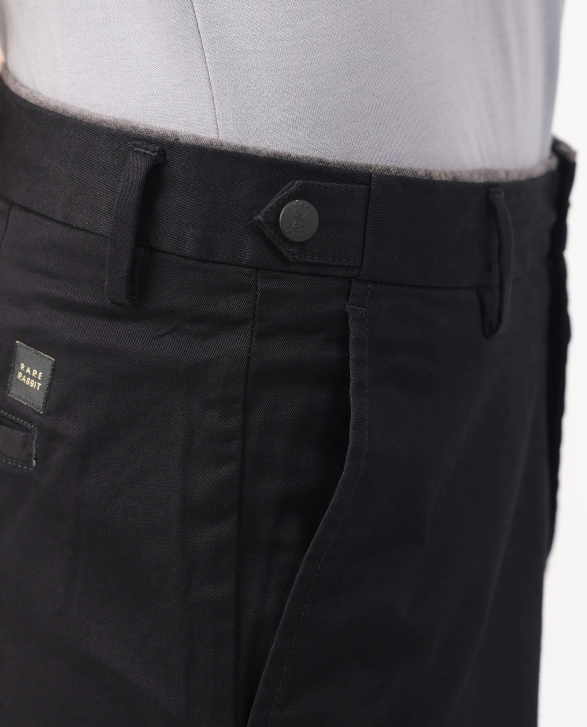 Rare Rabbit Men's Trews-1 Black Cotton Plain Slim Fit Trouser - Image 6