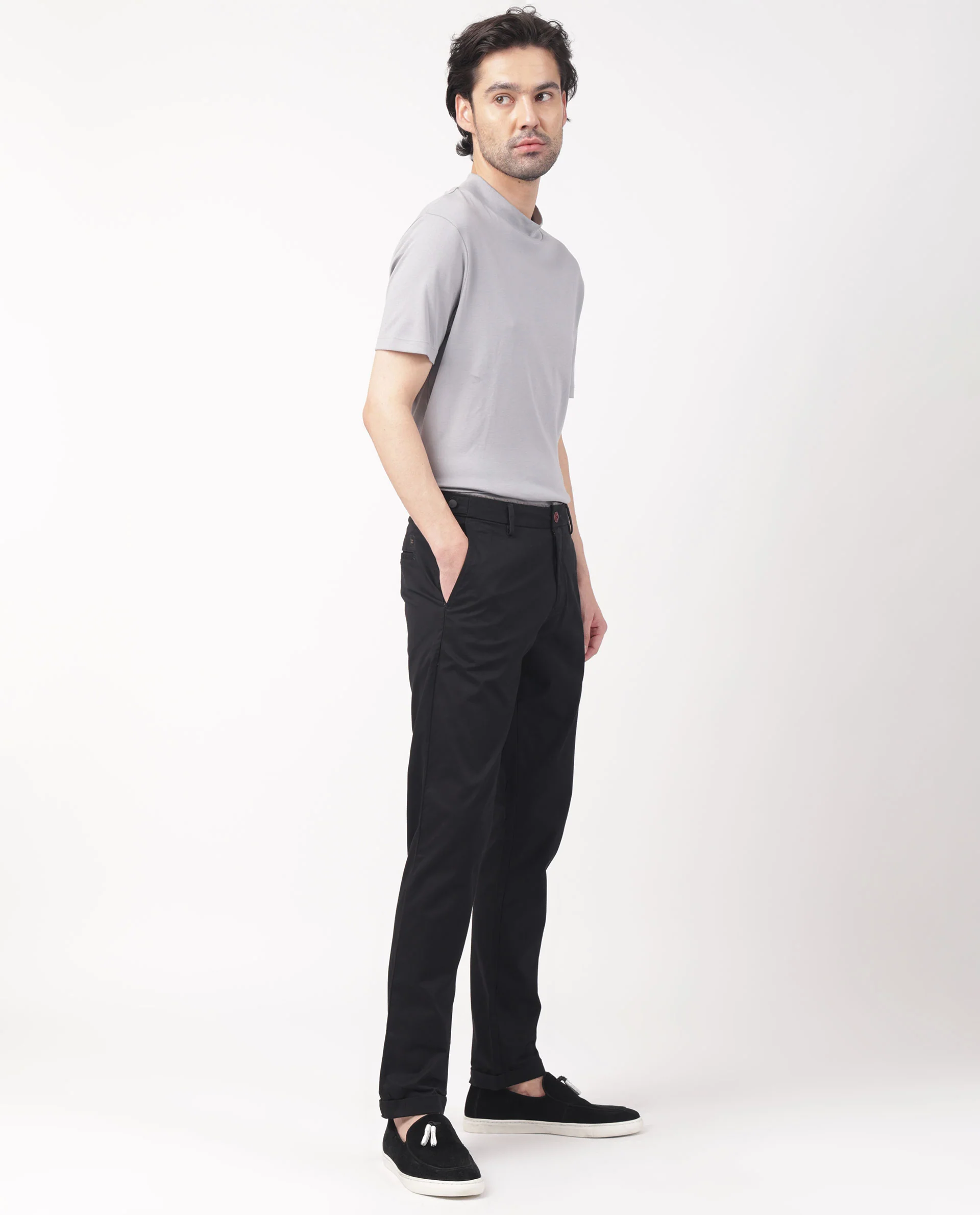 Rare Rabbit Men's Trews-1 Black Cotton Plain Slim Fit Trouser - Image 7