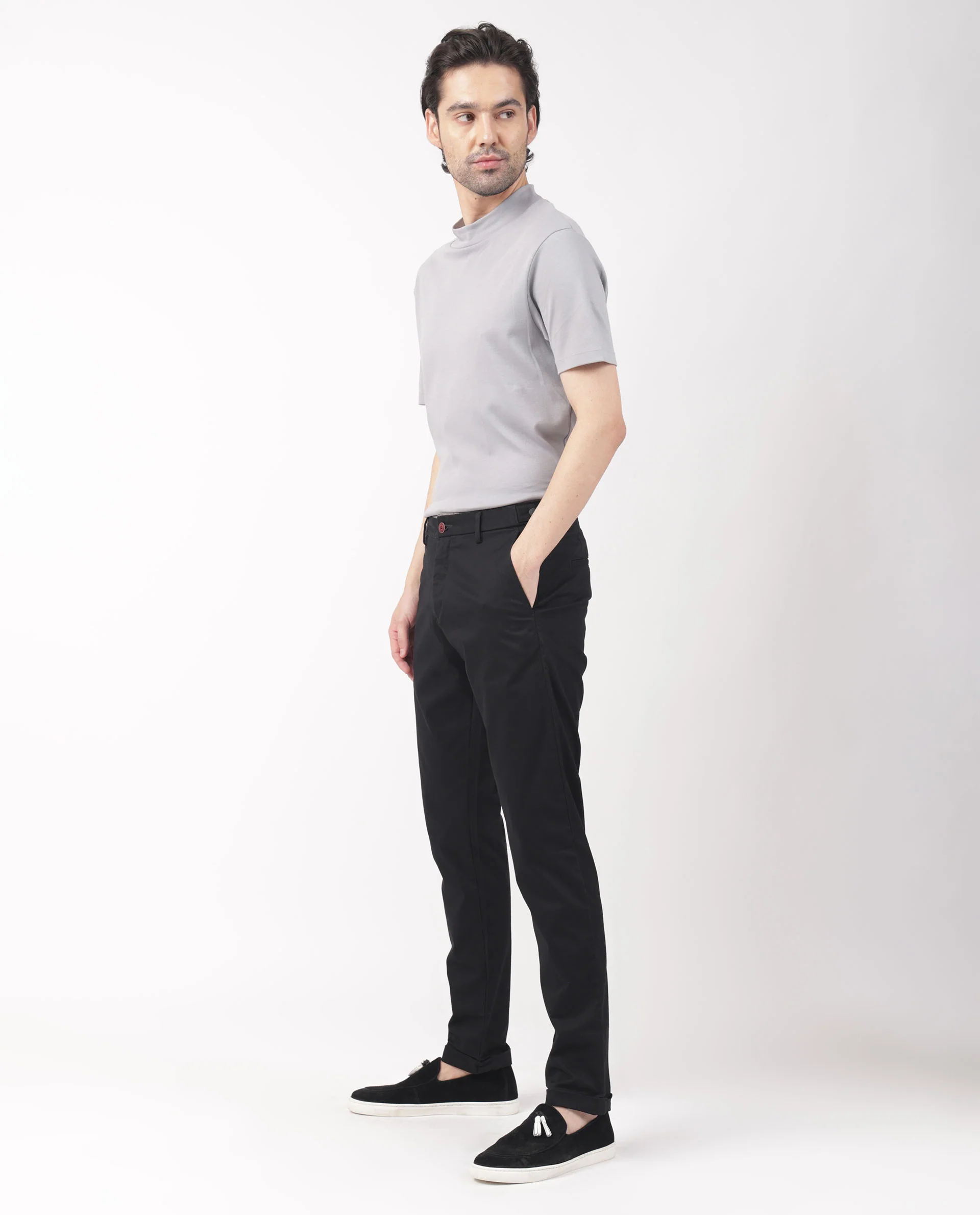 Rare Rabbit Men's Trews-1 Black Cotton Plain Slim Fit Trouser - Image 9