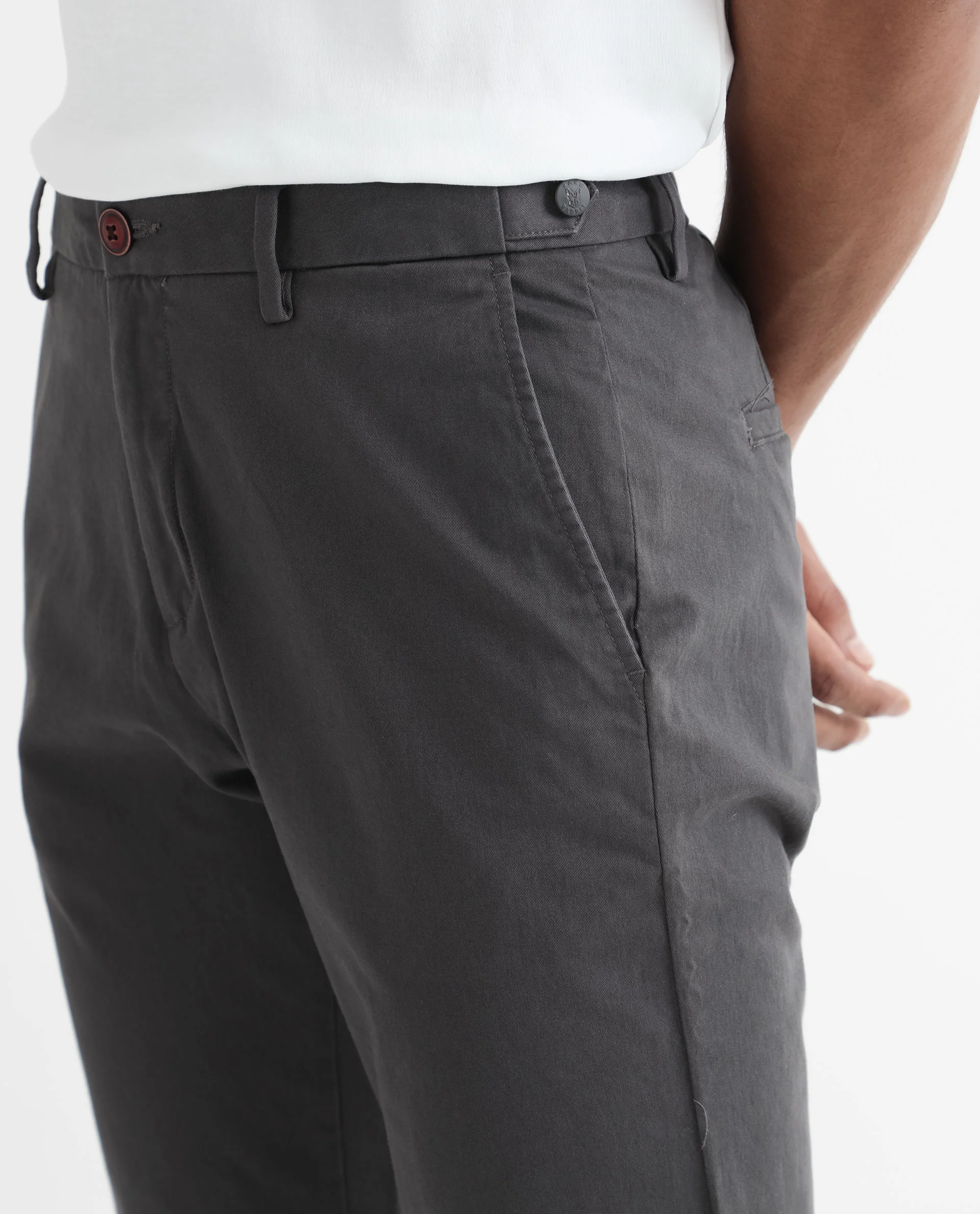 Rare Rabbit Men's Trews-1 Grey Cotton Plain Regular Fit Trouser - Image 2