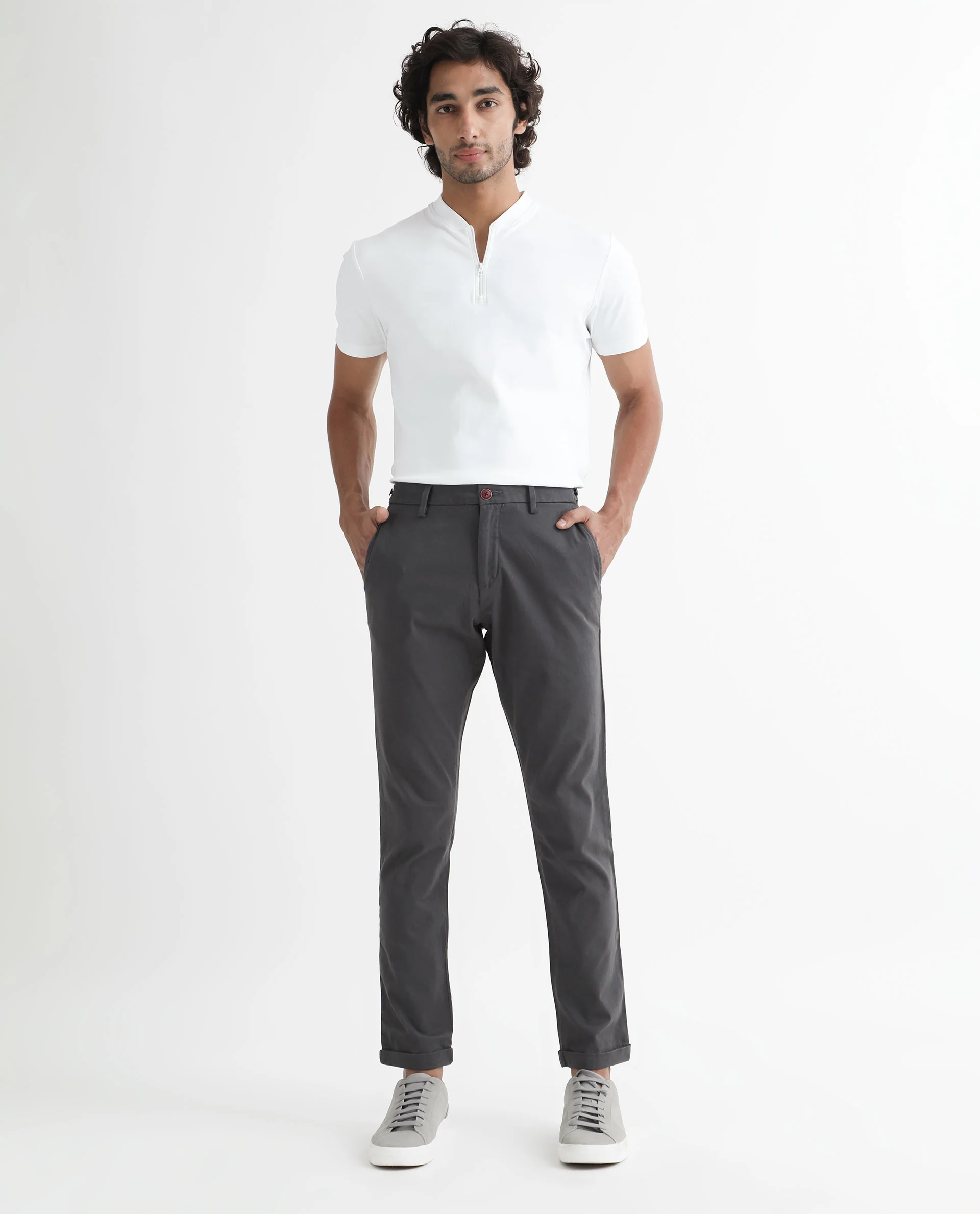 Rare Rabbit Men's Trews-1 Grey Cotton Plain Regular Fit Trouser - Image 3