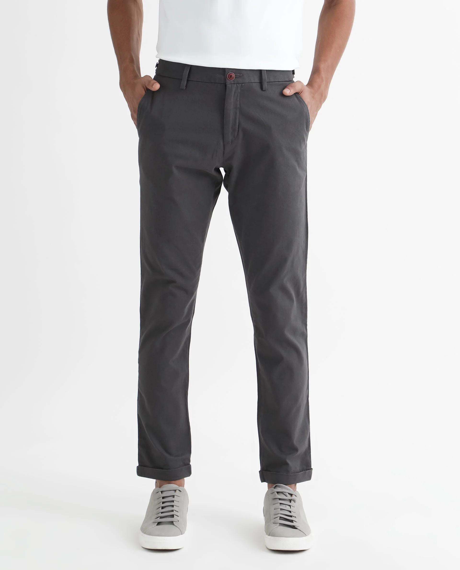 Rare Rabbit Men's Trews-1 Grey Cotton Plain Regular Fit Trouser - Image 4