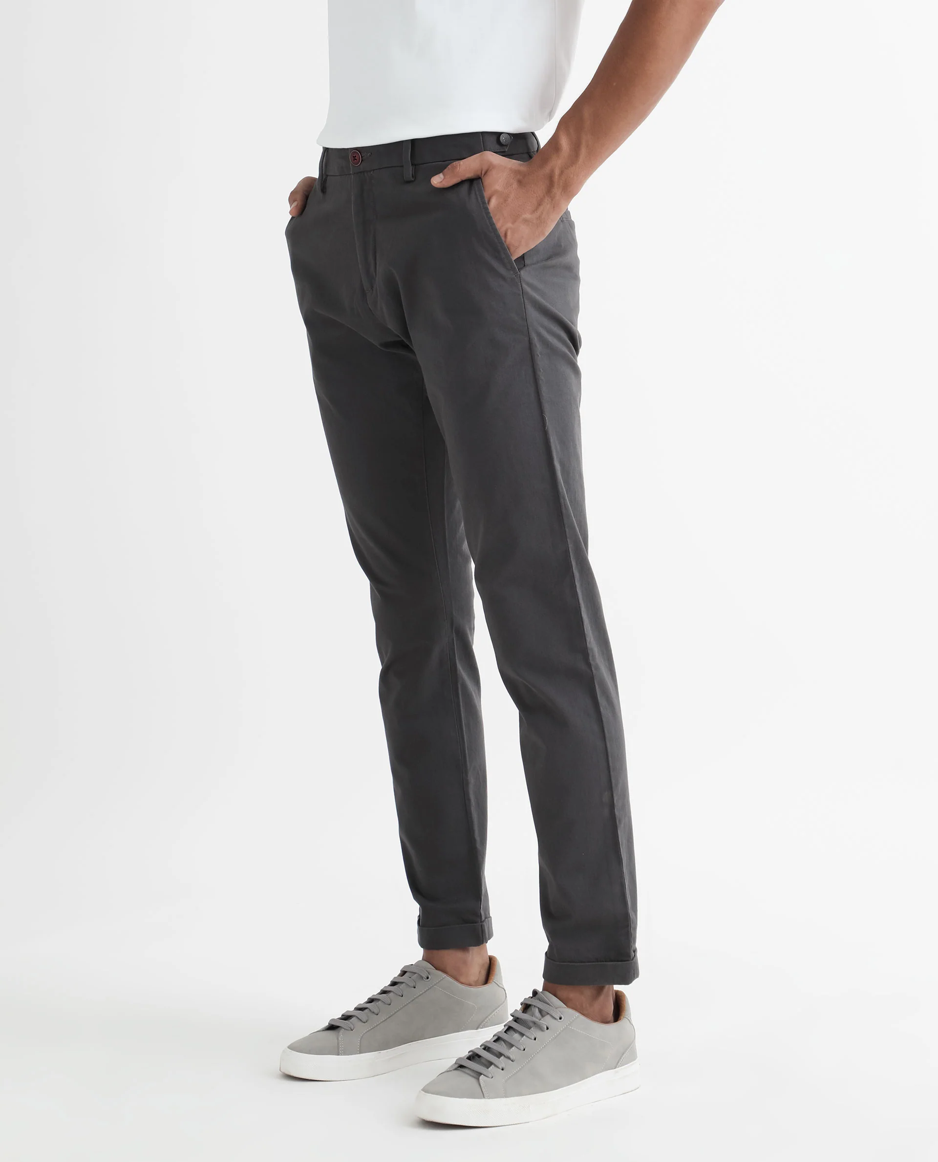 Rare Rabbit Men's Trews-1 Grey Cotton Plain Regular Fit Trouser - Image 5