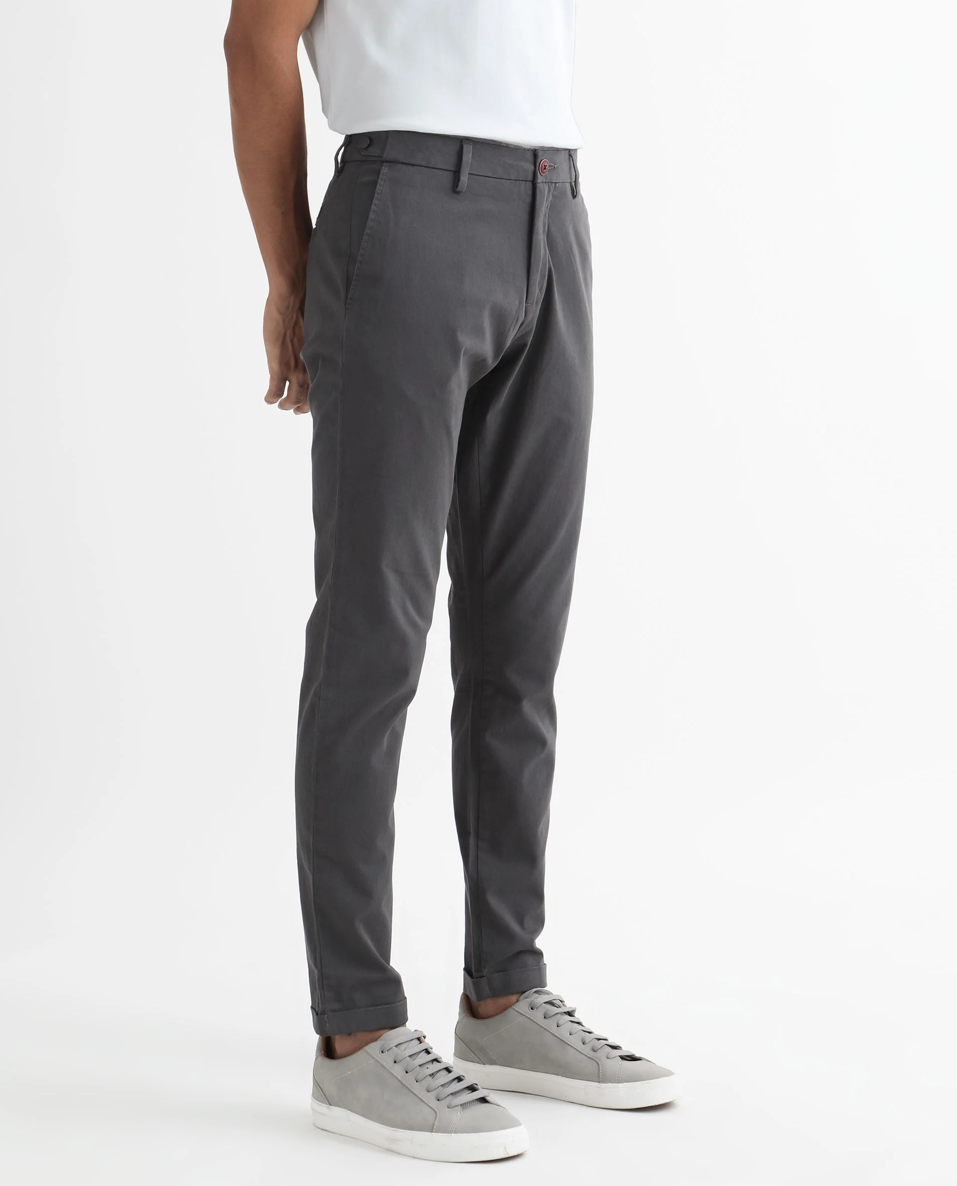 Rare Rabbit Men's Trews-1 Grey Cotton Plain Regular Fit Trouser - Image 6