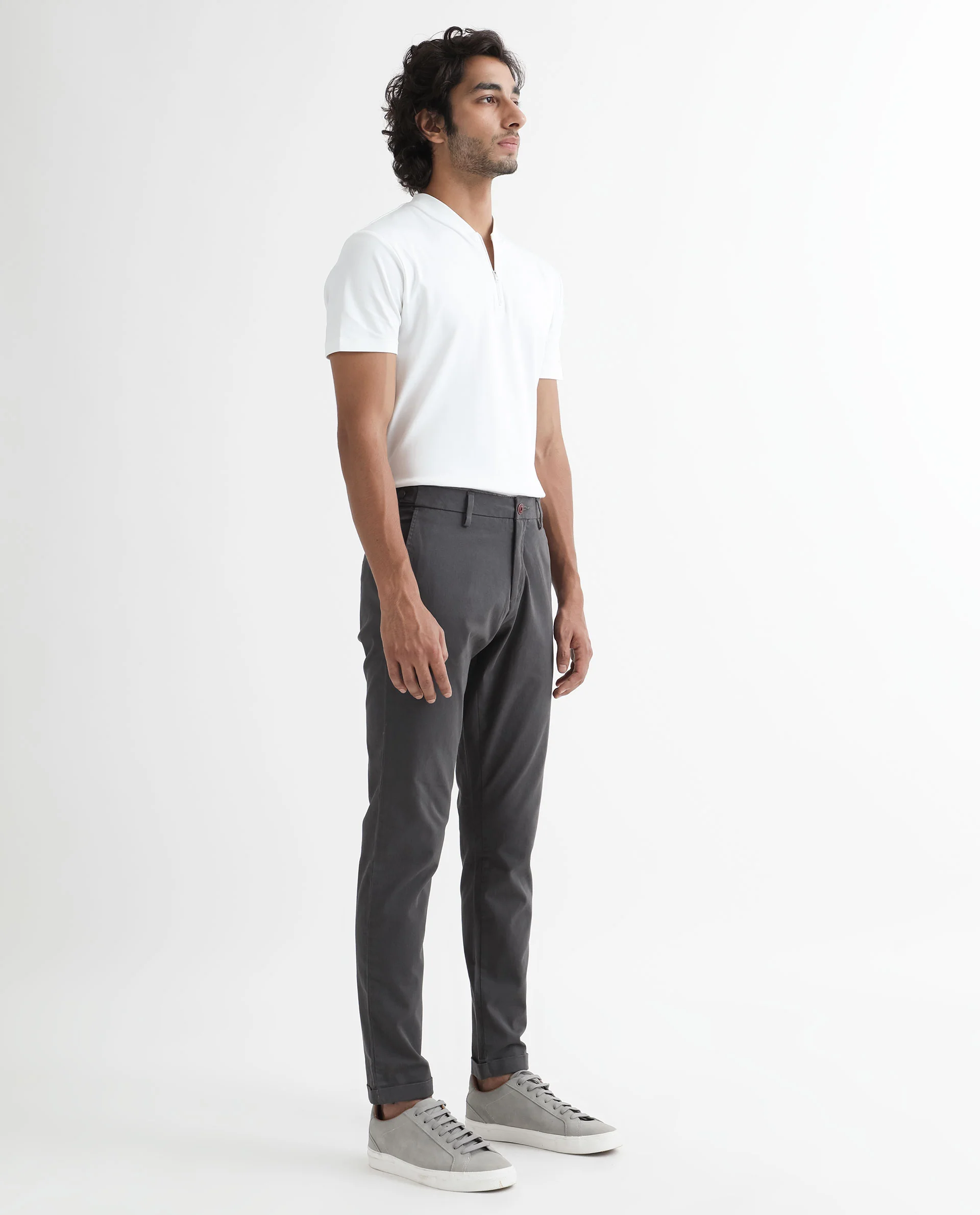 Rare Rabbit Men's Trews-1 Grey Cotton Plain Regular Fit Trouser - Image 8