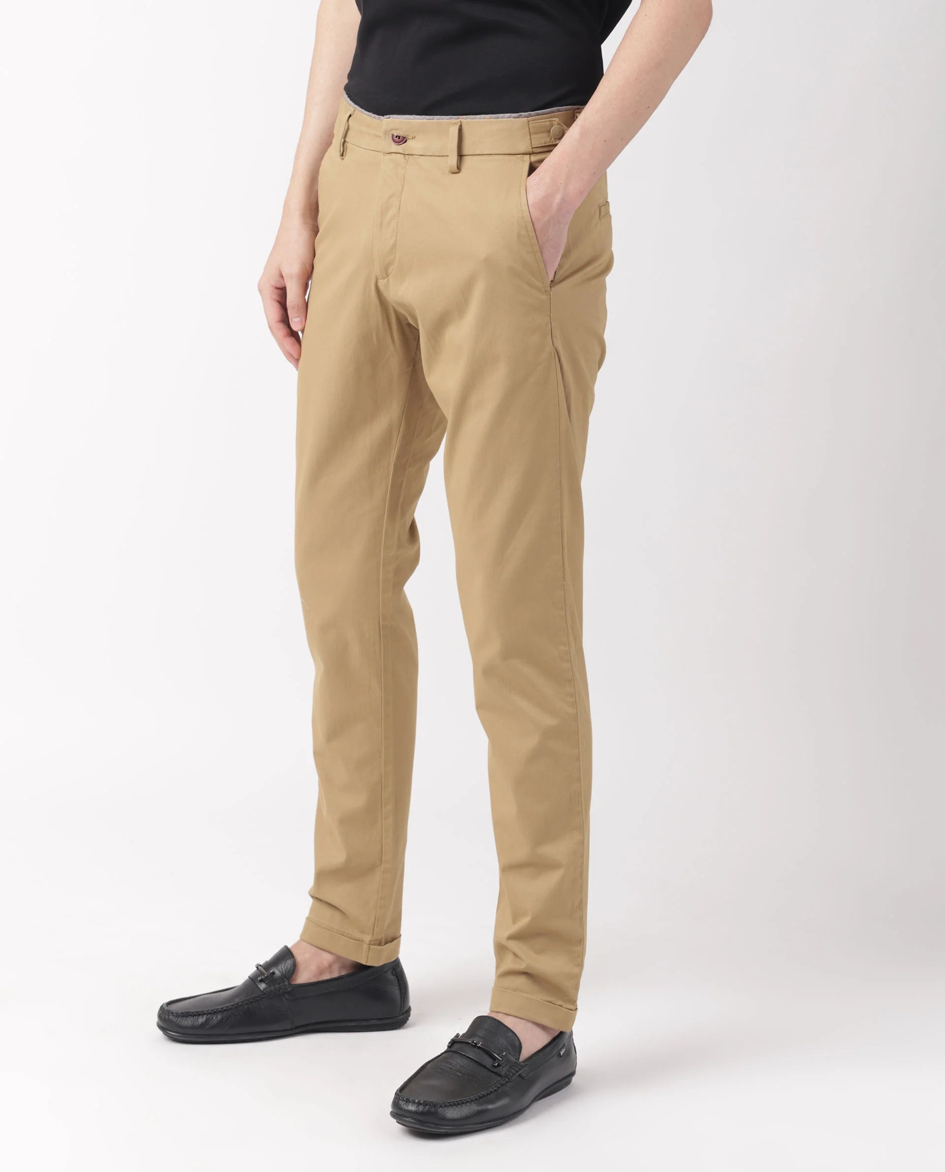 Rare Rabbit Men's Trews-1 Khaki Cotton Plain Regular Fit Trouser - Image 5