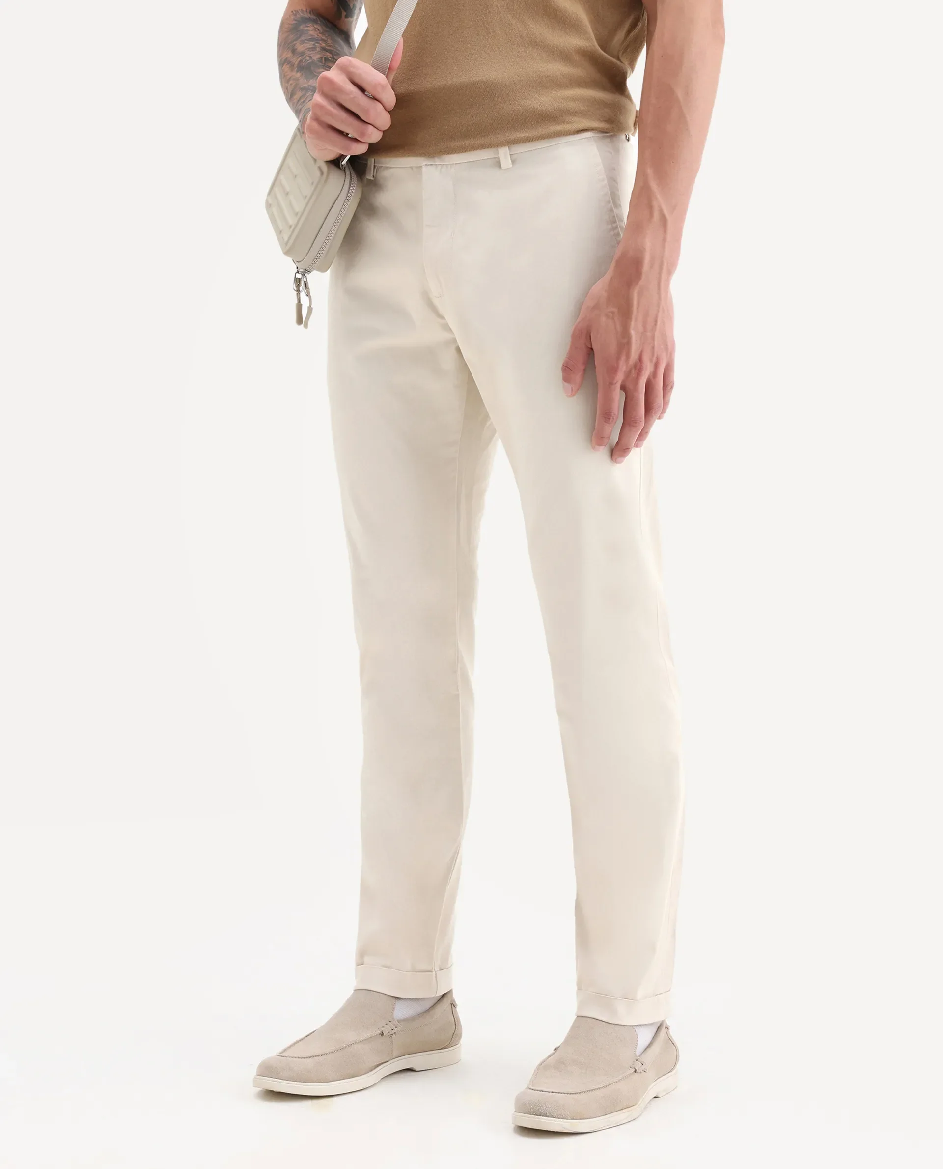 Rare Rabbit Men's Trews-22 Beige Cotton Plain Regular Fit Trouser - Image 2