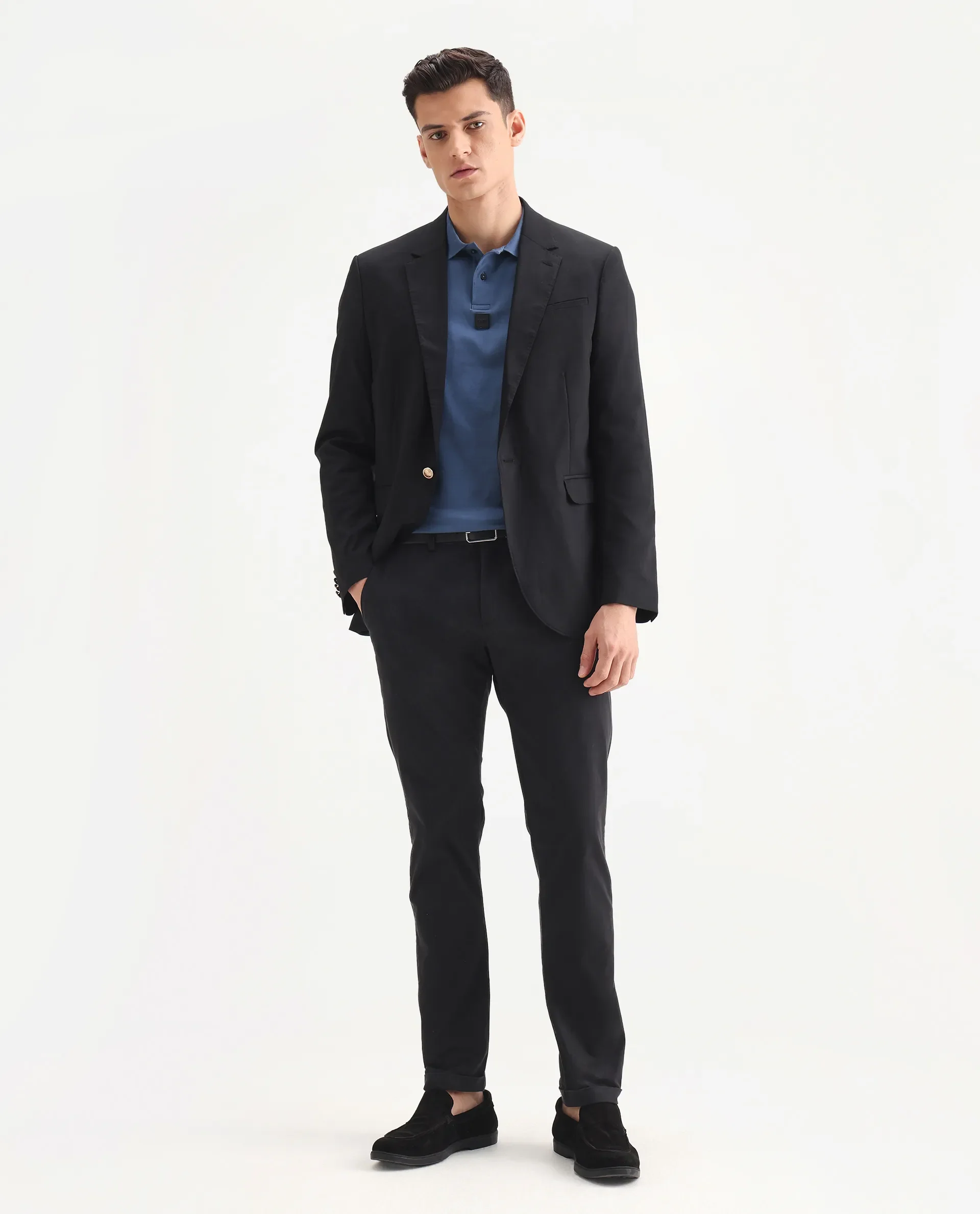 Rare Rabbit Men's Trews-22 Black Cotton Plain Regular Fit Trouser